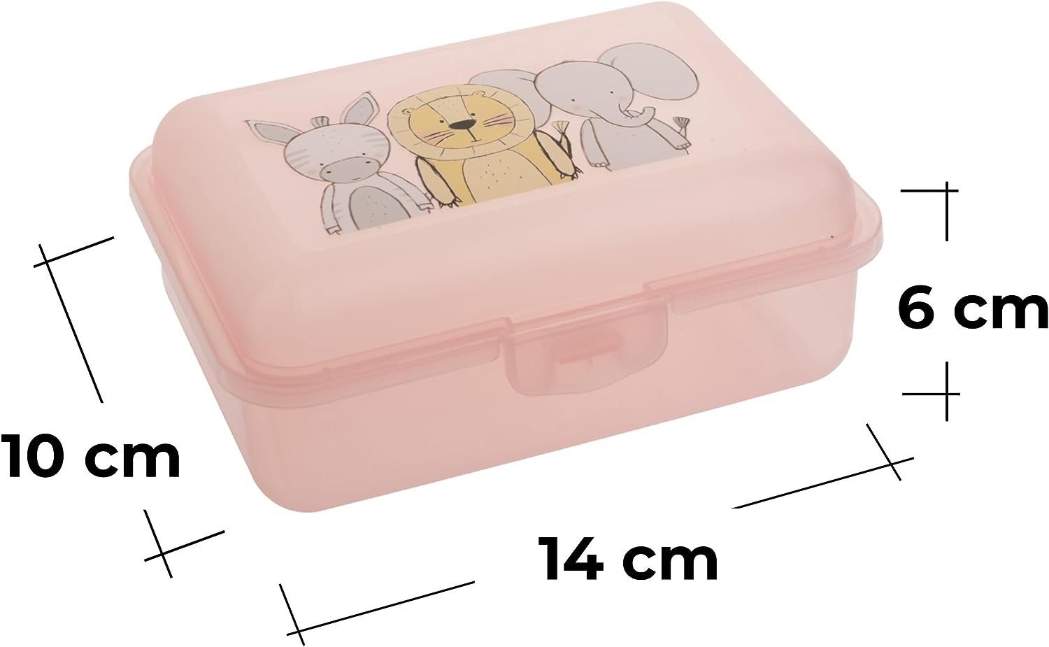 Centi Lunchbox Brotdose Kinder cm mit Klappdeckel x 6 Klickverschluss, 14 Rosa) Kunststoff, 3-tlg., (Set, und x 10 praktischem