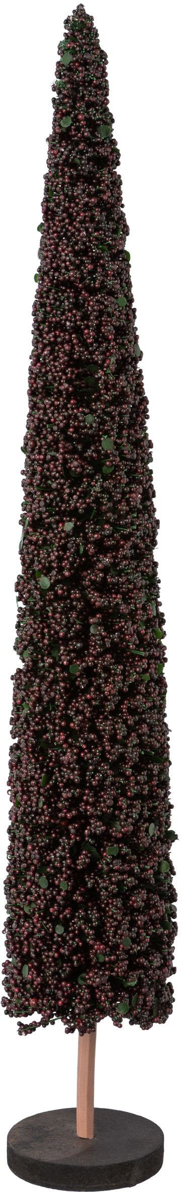 Creativ deco Dekobaum Weihnachtsdeko cm verziert, 60 auf mit dunkelblau Höhe St), hochwertiger Perlen (1 Holzbase