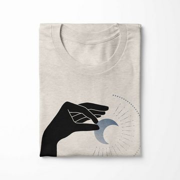 Sinus Art T-Shirt Herren Shirt 100% gekämmte Bio-Baumwolle T-Shirt Mond Hand Motiv Nachhaltig Ökomode aus erneuerbare (1-tlg)