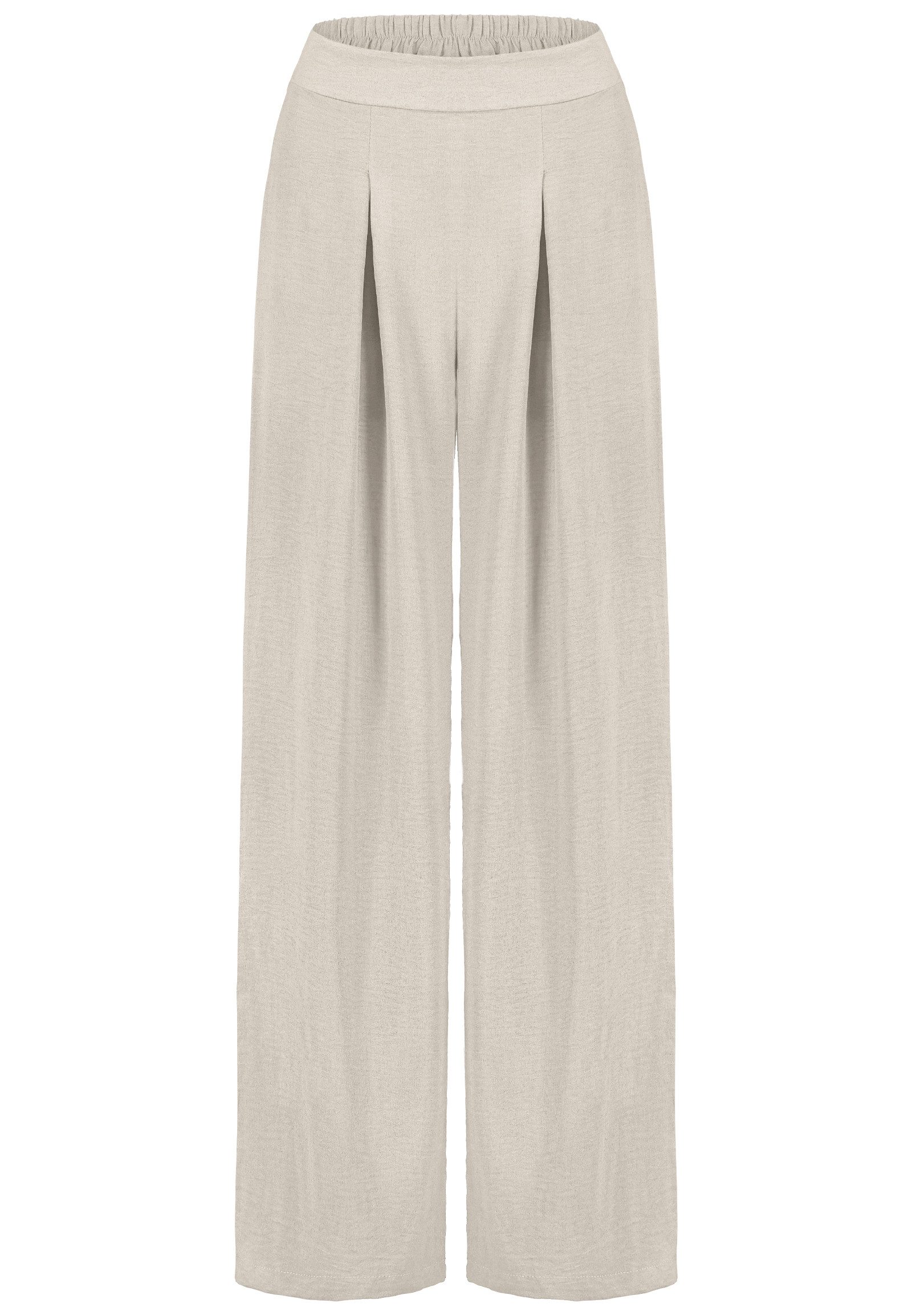 SUBLEVEL Stoffhose Leichte Sommerhose aus Viskose-Mix Weite Viskosehose mit eleganten Bundfalten