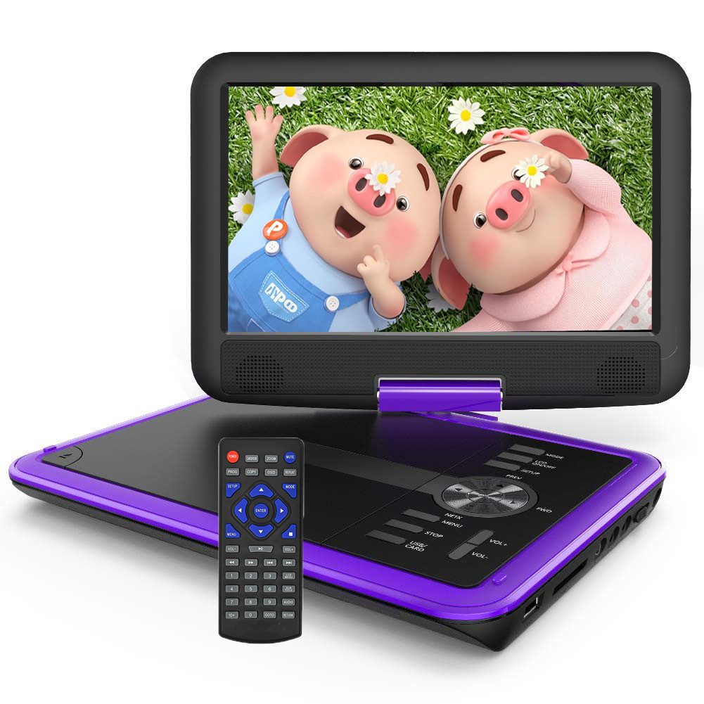 Boifun 11.5" Tragbarer DVD Player Tragbar mit 9.5" HD-Schwenkbildschirm Portabler DVD-Player (Unterstützung für USB/TF-Karte/AV-Übertragung, 32 GB Festplatte, Unterstützung Sync TV/USB/TF-Karte)