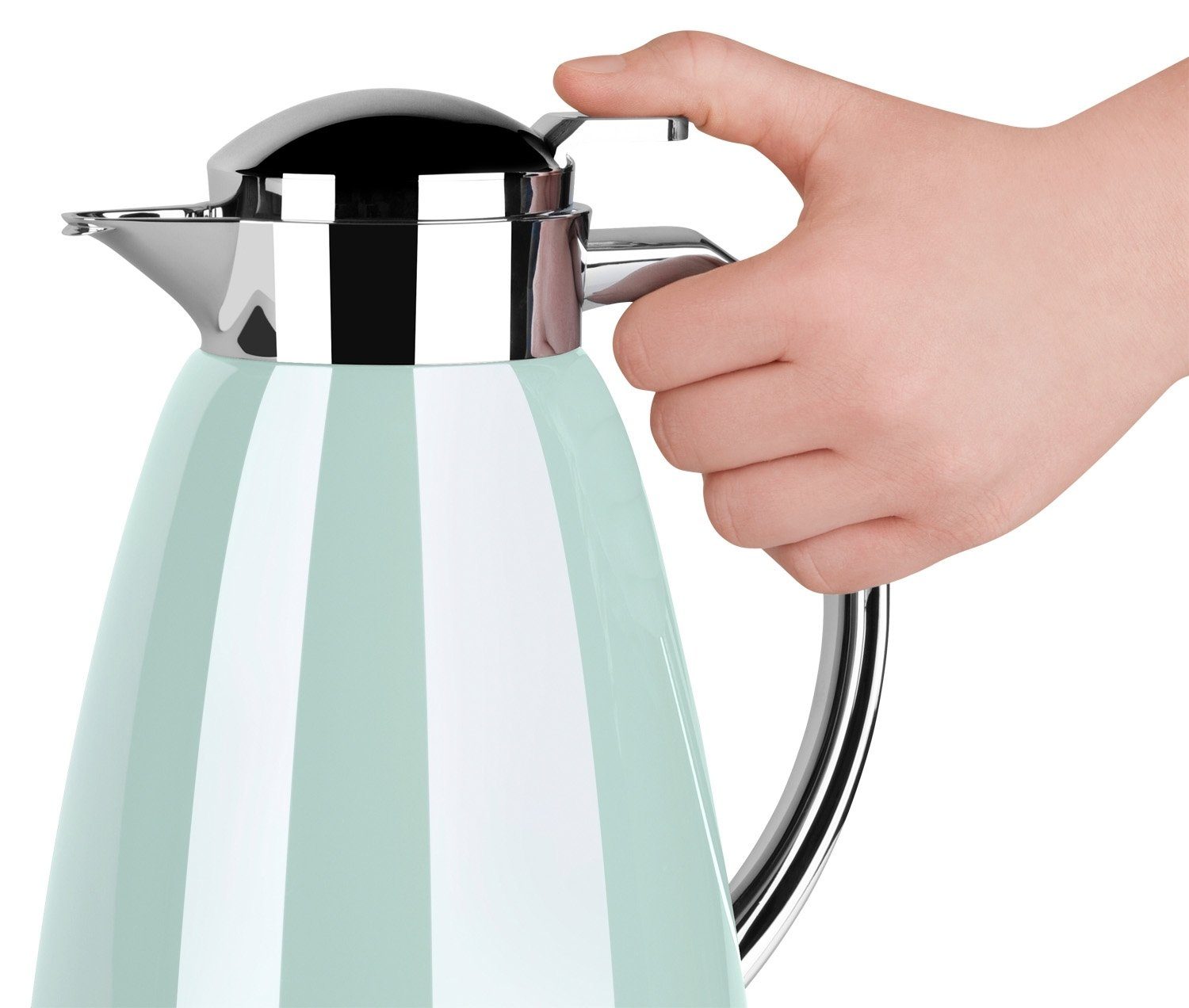 Emsa Isolierkanne CAMPO, Pastellmint, 1 Liter, Edelstahl, 1,00 l, Isolierkolben aus Glas