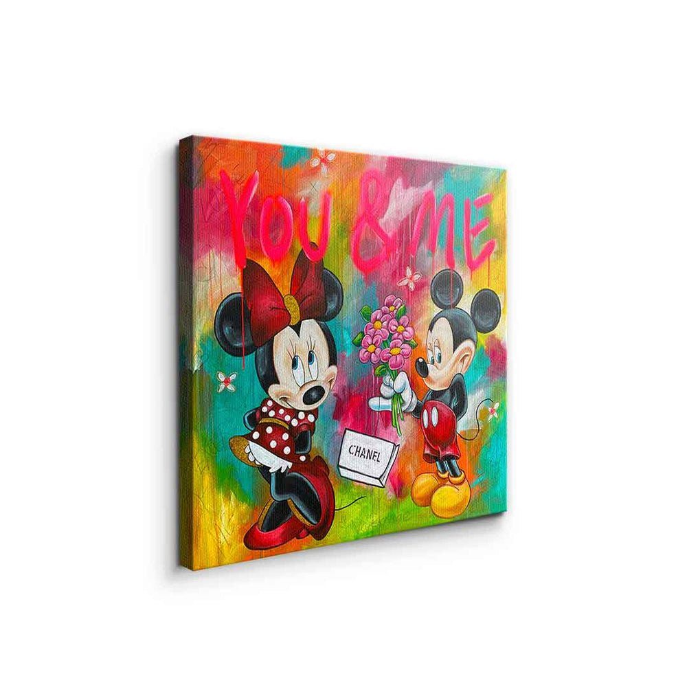Me Leinwandbild, goldener DOTCOMCANVAS® Micky Maus design Mouse Leinwandbild Minnie Rahmen & Mickey You Maus Mouse