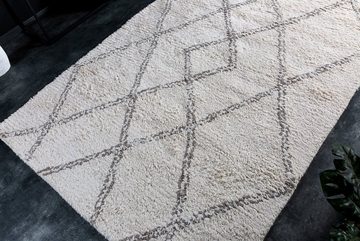 Hochflor-Teppich EUPHORIA 230x160cm beige grau, riess-ambiente, rechteckig, Höhe: 20 mm, Wohnzimmer · Wolle · handgewebt · geometrische Muster · Scandinavian
