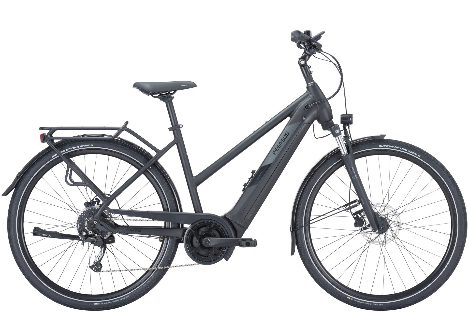 Pegasus E-Bike Pegasus Solero Evo 9 625 Wh Damen Trapez schwarz 2024, 9 Gang SHIMANO Acera RD-M3100 shadow, Kettenschaltung, Bosch Performance Line smart System