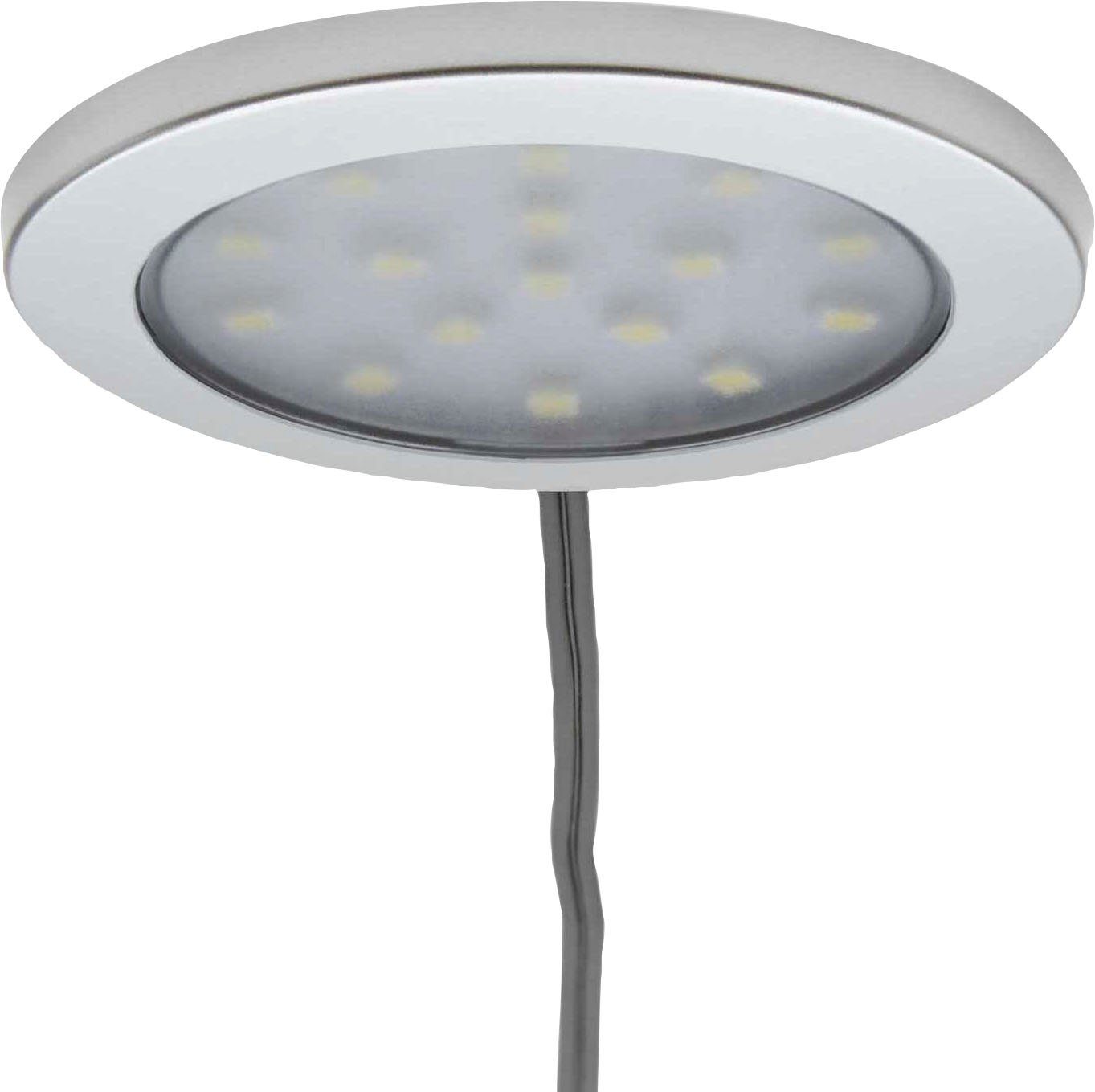 Vitrine silberfarben LED-Beleuchtung, | Weiß, möbel STELLA Spiegelrückwand, 2-türig, abschließbar fif Silber