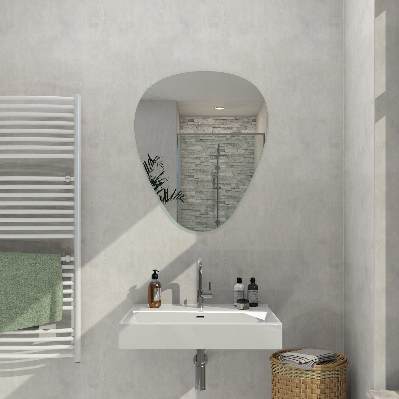 S'AFIELINA Wandspiegel Dekospiegel asymmetrisch Wandspiegel Mehrere  Installationsmethoden, HD-Spiegel für Badezimmer, Wohnzimmer, Flur