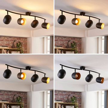 Lindby LED Einbaustrahler Morik, dimmbar, Leuchtmittel nicht inklusive, Modern, Metall, Schwarz, gold, 4 flammig, E14, Deckenleuchte