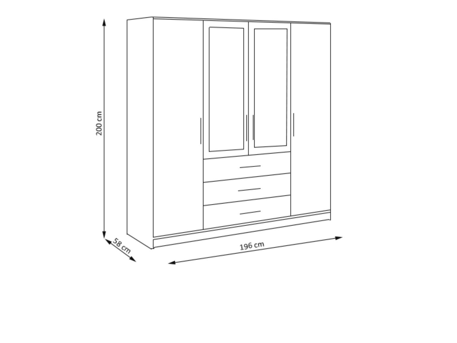 D4 3 Sideboard Kleiderschrank mit Beautysofa türen mit 4 Schubladen Garderobenschrank Spiegel, blau mit BALI Kleiderschrank