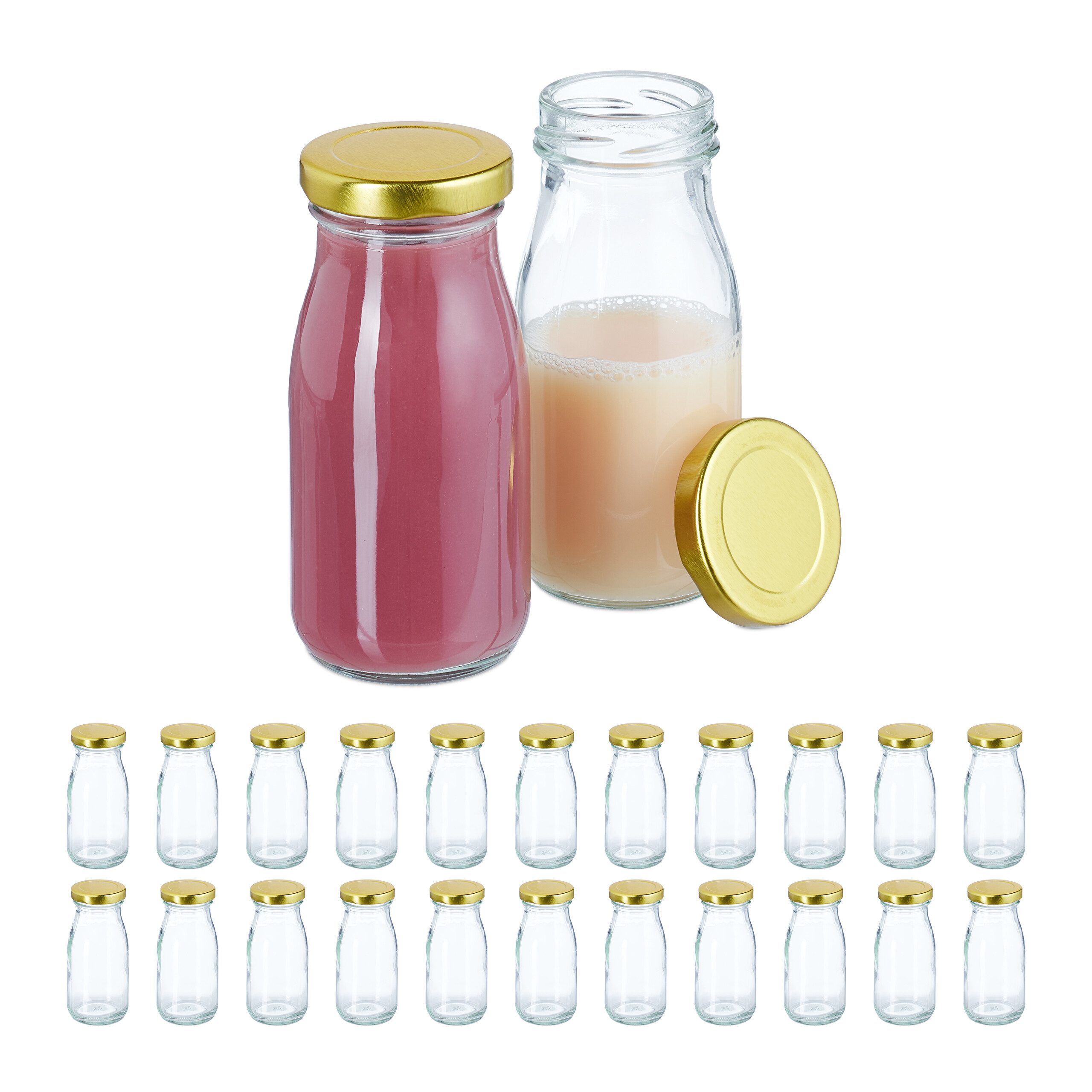 relaxdays Vorratsglas Kleine Flaschen 150 ml 24er Set, Glas, (24-tlg)