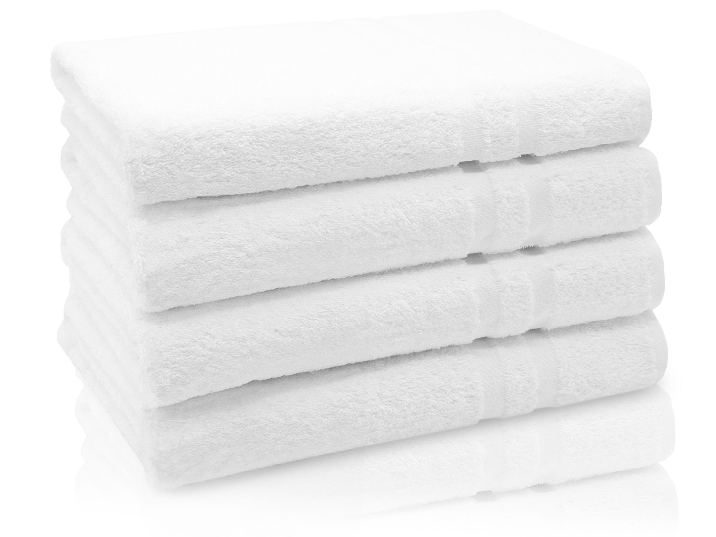 ZOLLNER Duschtücher, Walkfrottier (4-St), 70 x 140 cm, 100% Baumwolle, mit 2 Bordürenstreifen