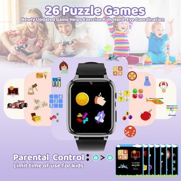 YEDASAH Smartwatch (1,69 Zoll), Kinder Mit Wecker 26 Spiele Lernen Karte Hörbuch Kamera Taschenlampe