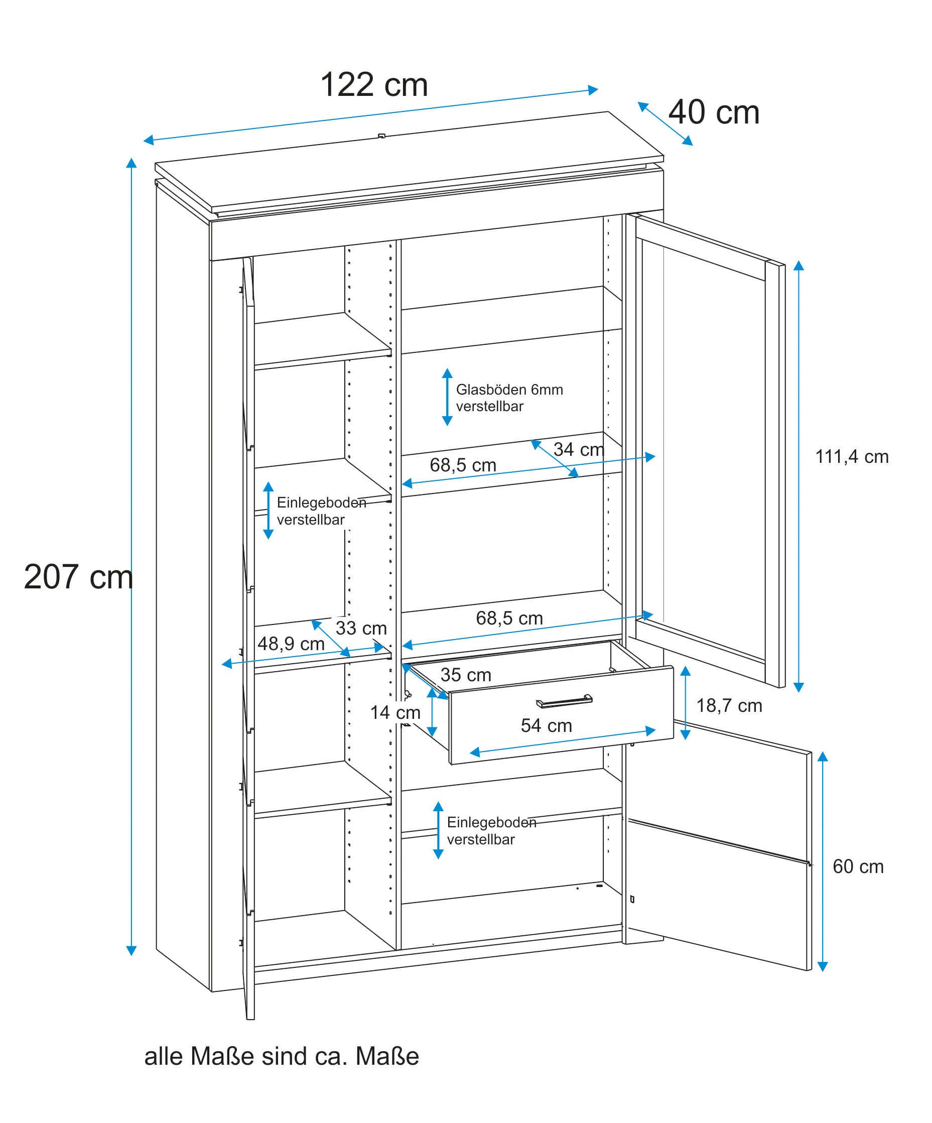 VOGL Möbelfabrik Vitrine Höhe 209 cm günstig online kaufen