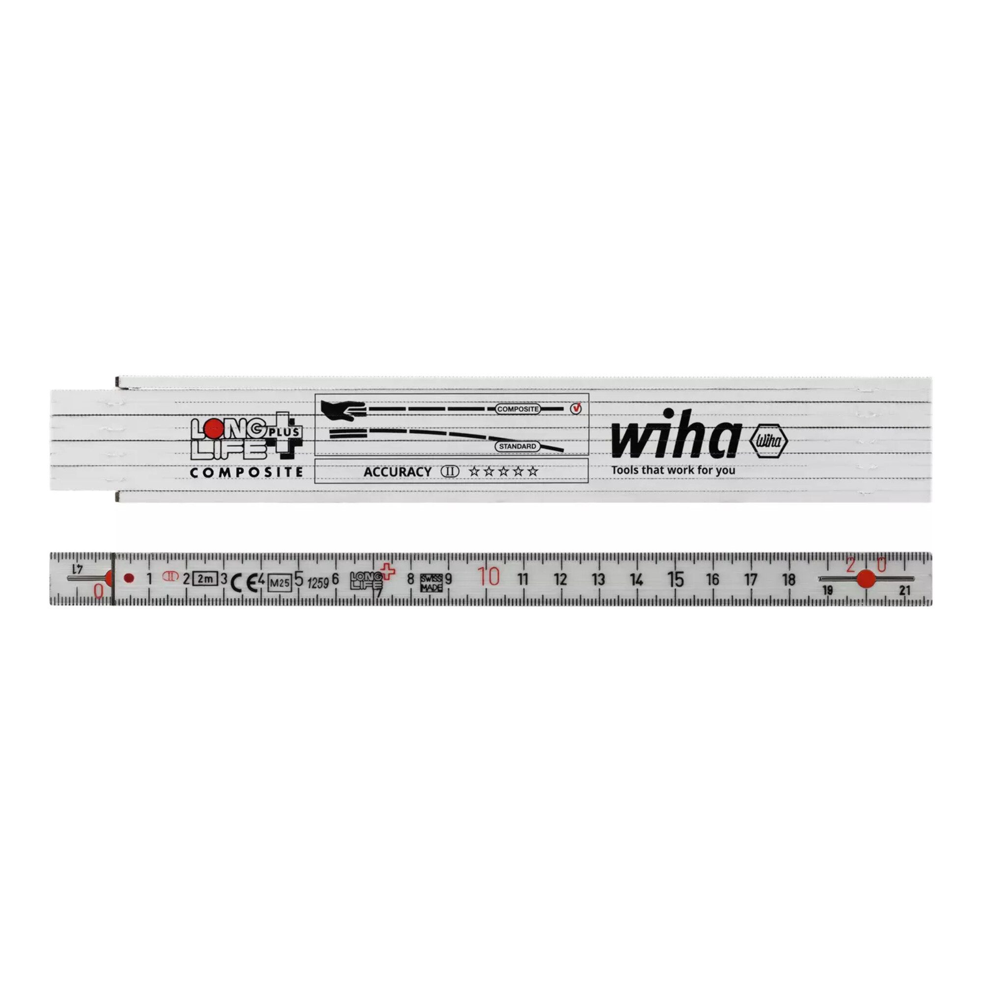 Wiha Maßband Wiha Gliedermaßstab Longlife® Plus Composite 2 m metrisch, 10 Glieder