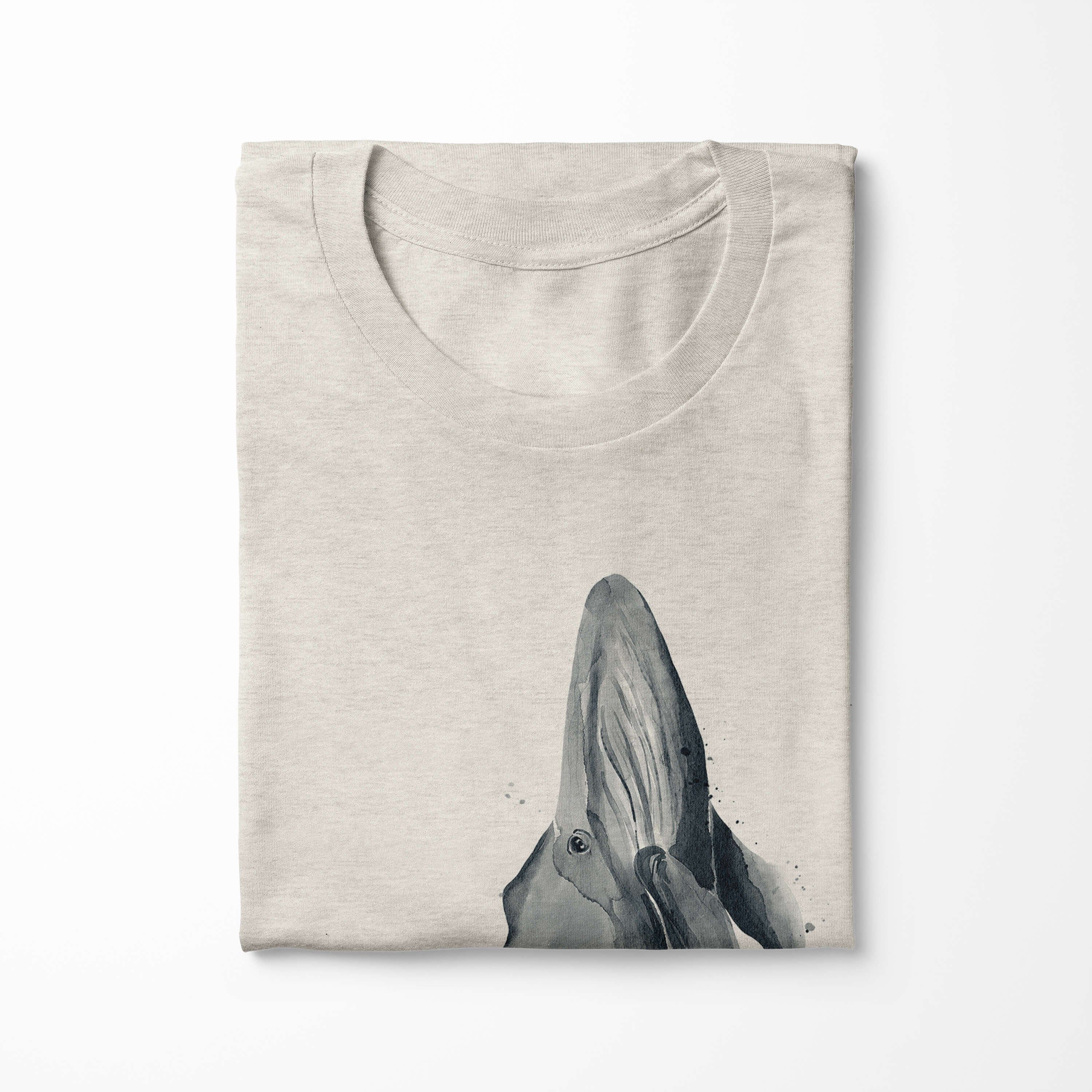 Nachhaltig 100% Shirt (1-tlg) au Motiv Art T-Shirt Ökomode Wasserfarben Sinus gekämmte Buckelwal Herren Bio-Baumwolle T-Shirt