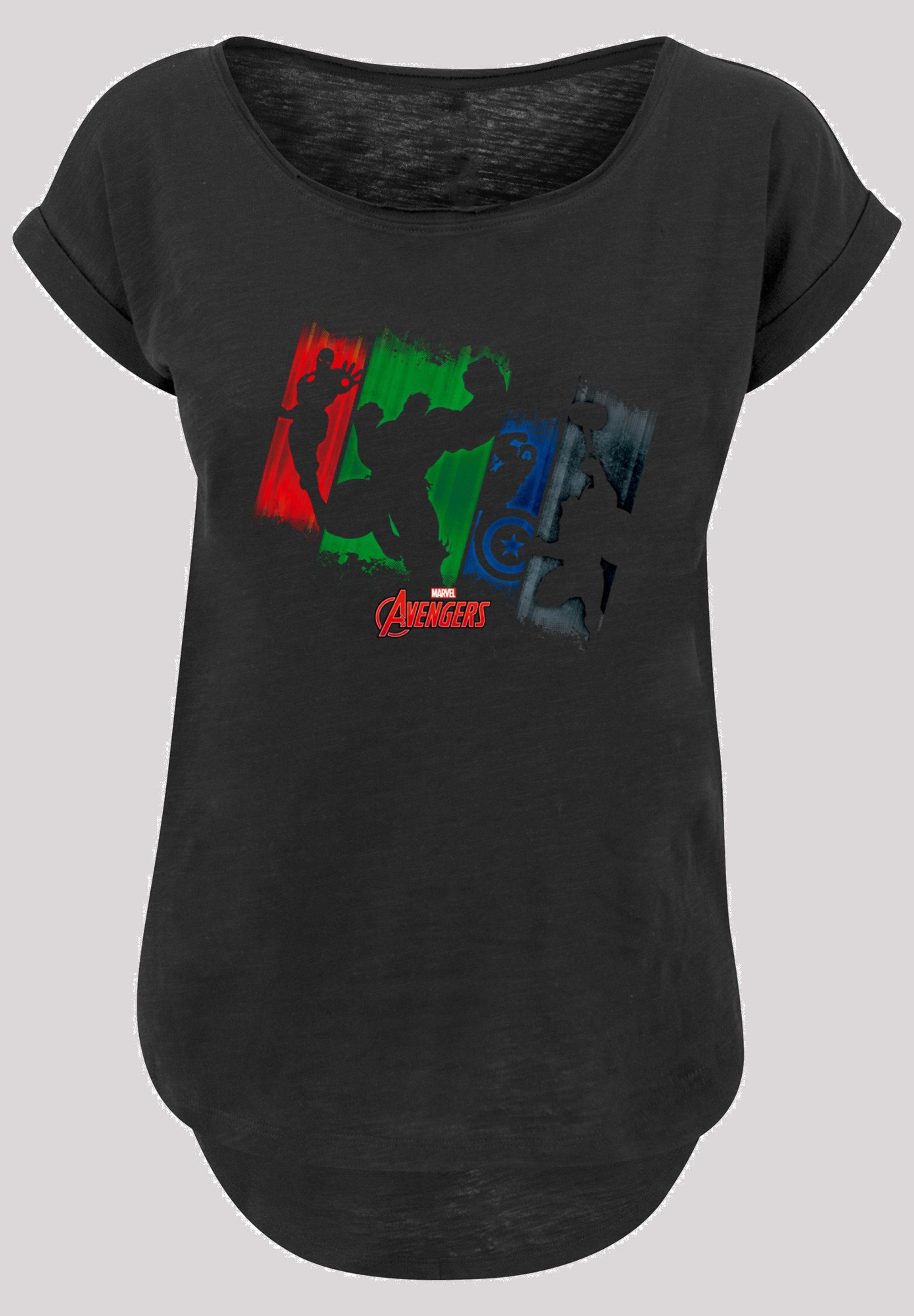 (1-tlg), Stylisches Kurzarmshirt F4NT4STIC Out Baumwollmischung Marvel Ladies T-Shirt Slub with Team aus Punch Tee Damen Avengers angenehmer Long