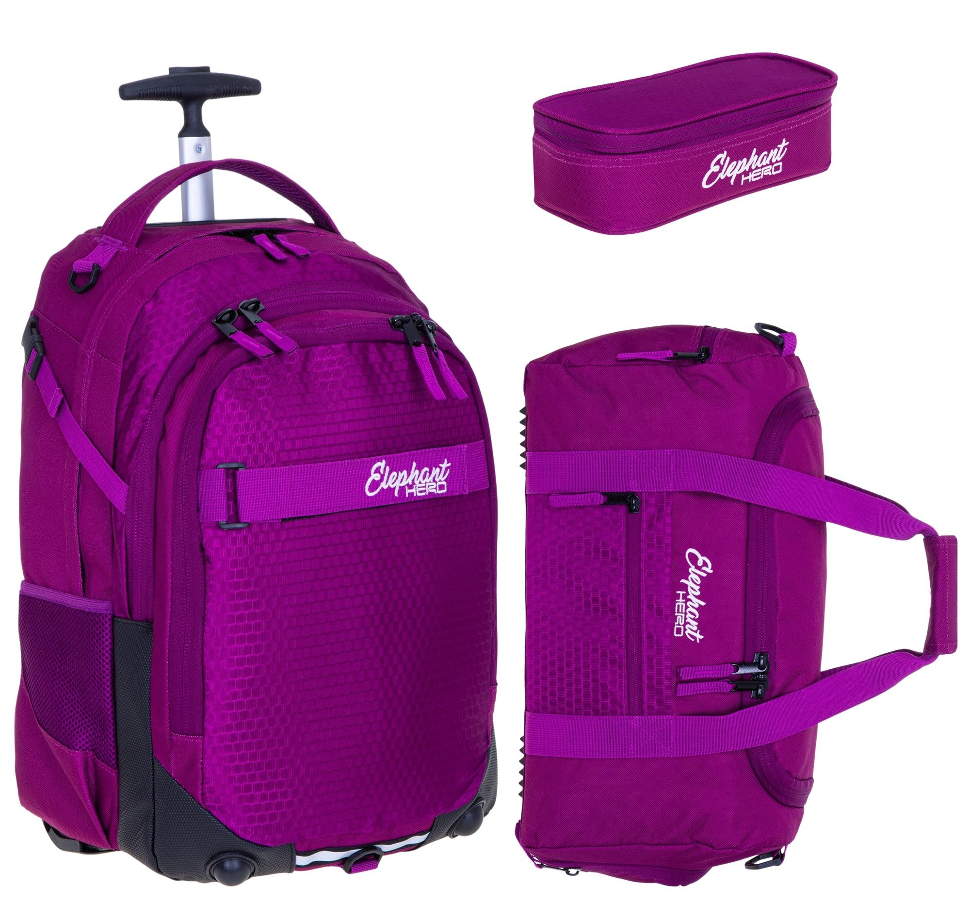 ELEPHANT Schulrucksack Schultrolley Trolley Hero Signature Schulrucksack (3 Teile Set), Rucksacktrolley Schule Rucksack Trolly, Sporttasche, Mäppchen Box +tsm