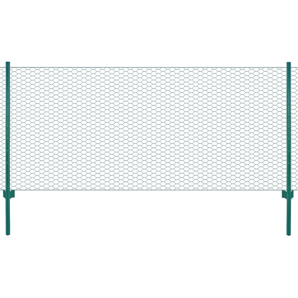 Gartenzaun Maschendrahtzaun mit Pfosten Stahl 25 x 0,75 m Grün