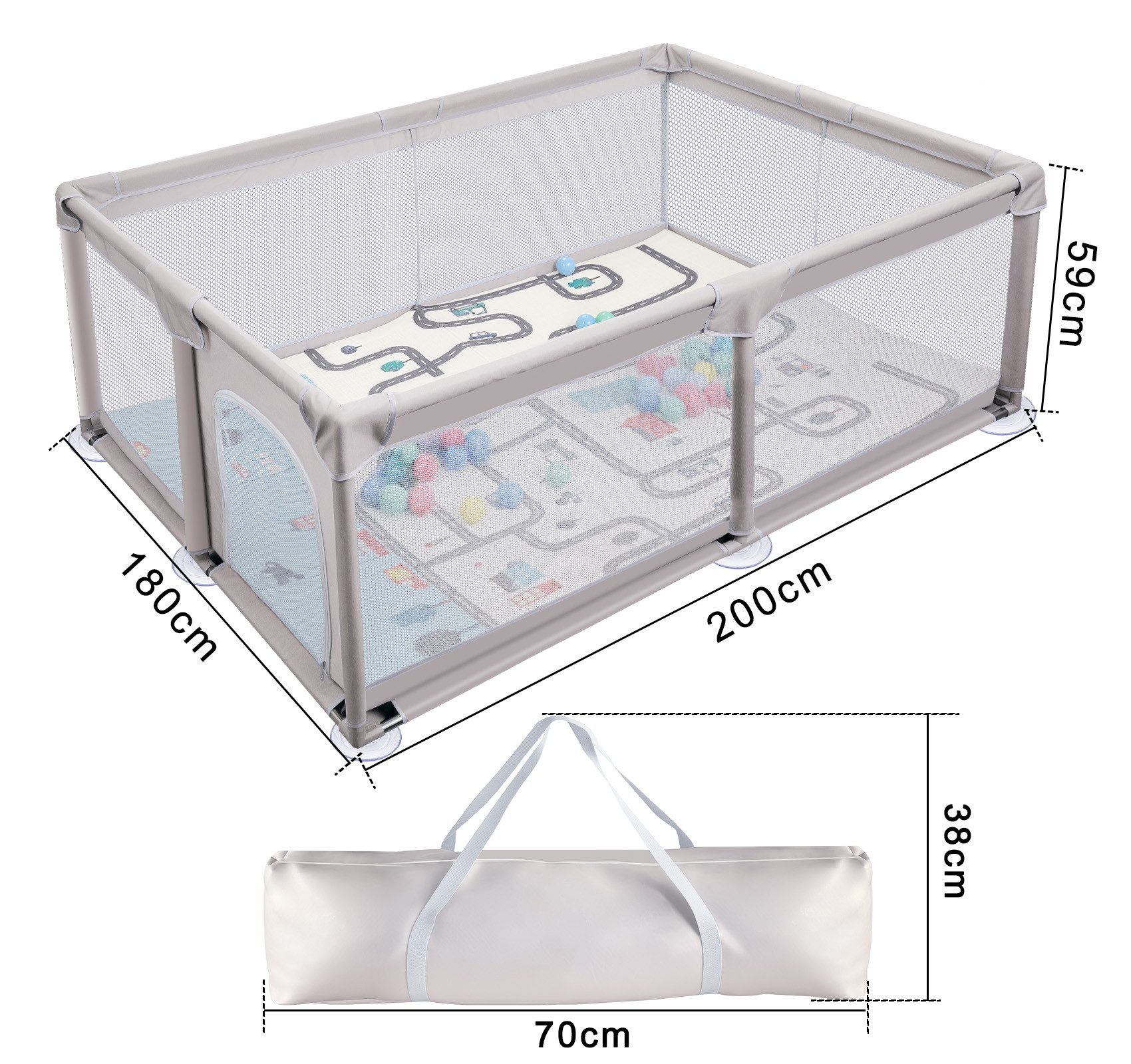 ElitVita Laufgitter Laufstall Baby, 300D Oxford Stoff, mit Faltbar Spielmat günstig online kaufen