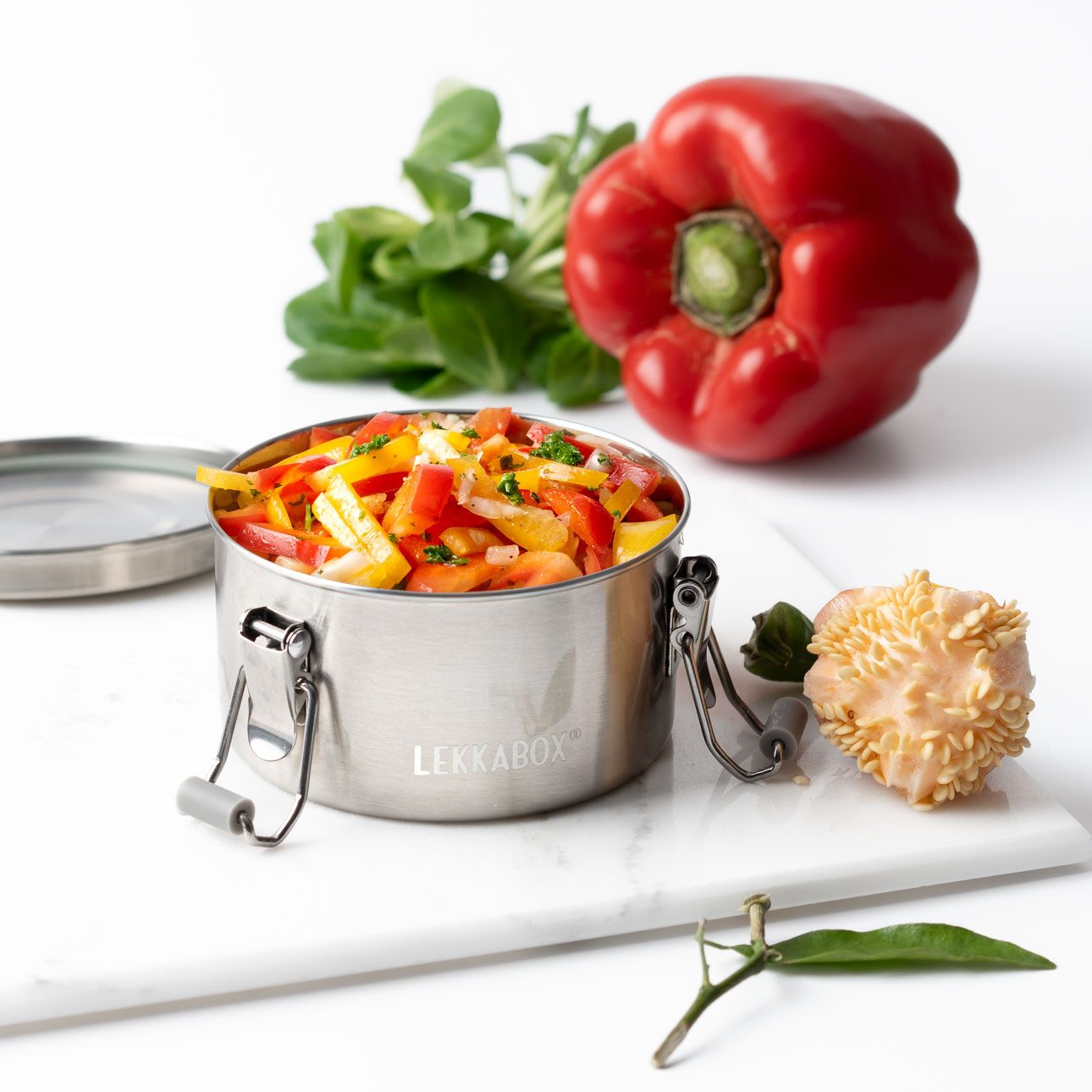 LEKKABOX Lunchbox Clipsy Edelstahldose, 400ml - auslaufsichere Kinder Brotdose Sanckbox, Auslaufsicher – selbst bei saftigem Obstsalat & flüssigem Joghurt