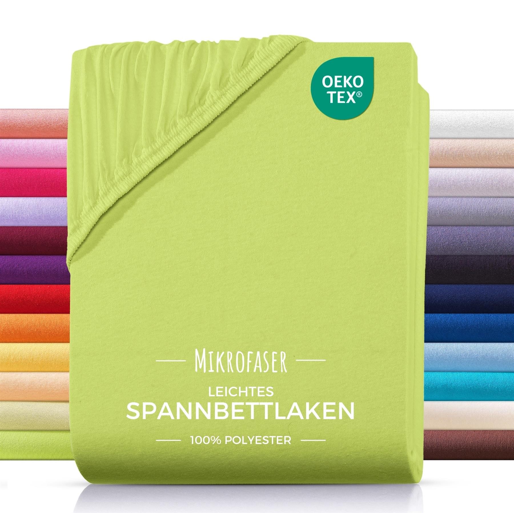 Carpe Sonno Spannbettlaken 90x200 100x200 140x200 160x200 180x200 200x200 Mikrofaser Polyester, Mikrofaser, Gummizug: rundum, (1 Stück), Weiches Spannbetttuch Bügelfrei & Pflegeleicht, 200x200 Grün