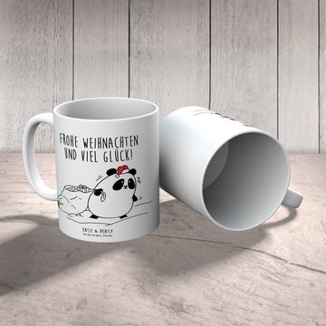 Mr. & Mrs. Panda Tasse Panda Weihnachten - Weiß - Geschenk, Teebecher, Tasse, Kaffeebecher, Keramik, Brillante Bedruckung