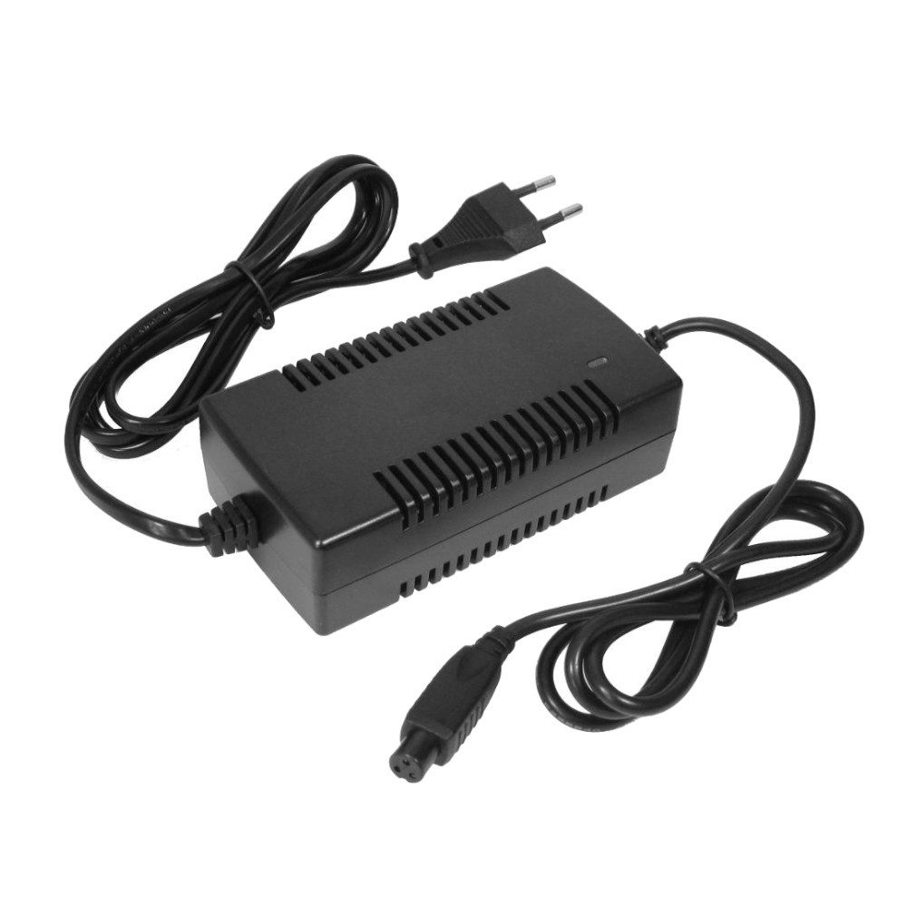 Trade-Shop Ladegerät 42V 2A passend für 36V Akkus Elektro Fahrrad Roller Netzteil (Stecker: 8,8mm Rundstecker für 3-pin Anschlüsse / LED-Ladeanzeige)