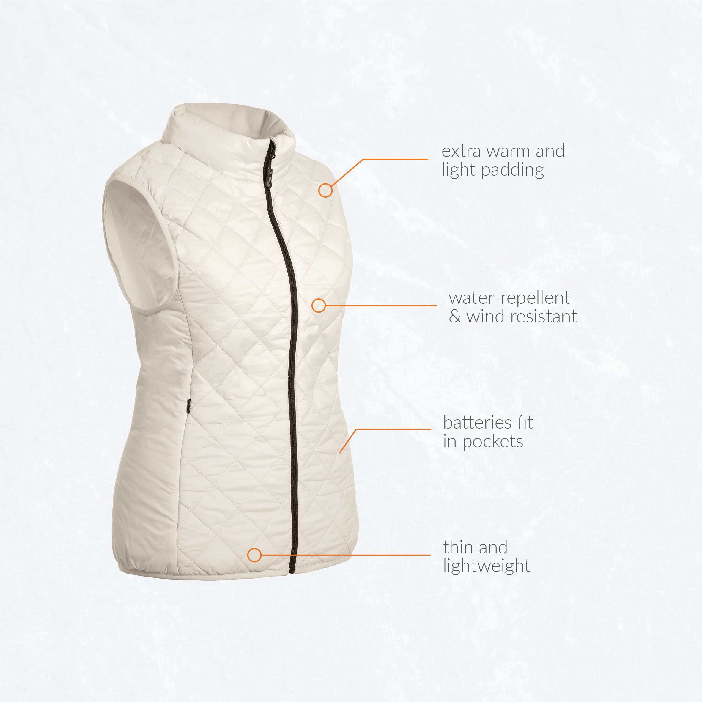 30seven Steppweste beheizte Weste Slim Fit - Taupe 7,4V Set inkl. Powerbank & Ladegerät