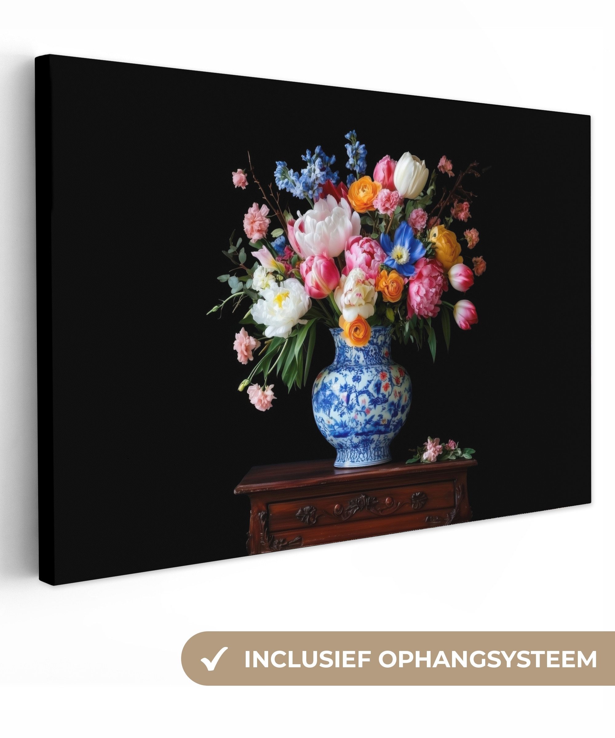 OneMillionCanvasses® Leinwandbild Rosen - Blumen - Vase - Blumenstrauß, Fotodruck (1 St), Leinwand Bilder Klein, Wand Dekoration Aesthetic 30x20 cm