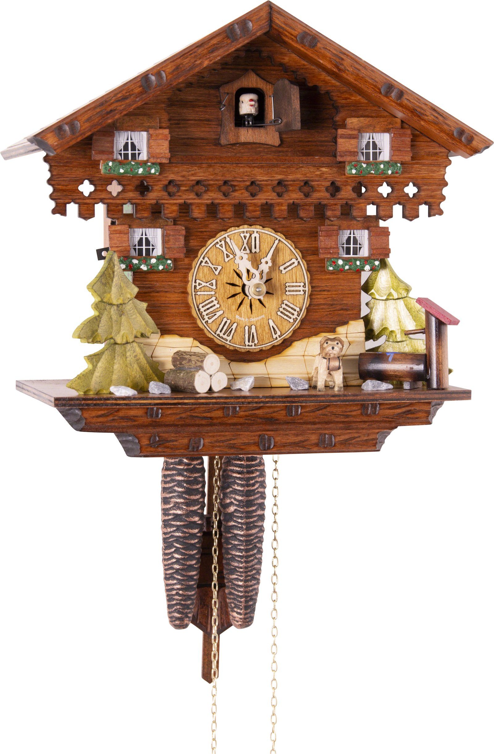 Hekas Wanduhr Kuckucksuhr Chalet-Stil 1-Tag-Uhrwerk 24cm von Hekas