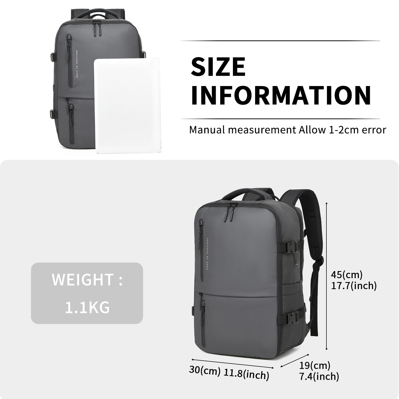 KONO Reiserucksack Reiselaptop-Rucksack mit Usb- & Type-c-Ladeanschluss günstig online kaufen