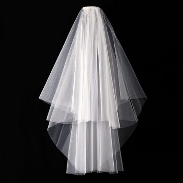 UNDOE Schleier Kopftuch doppellagiger weißer Brautschleier, Brautkopfschmuck
