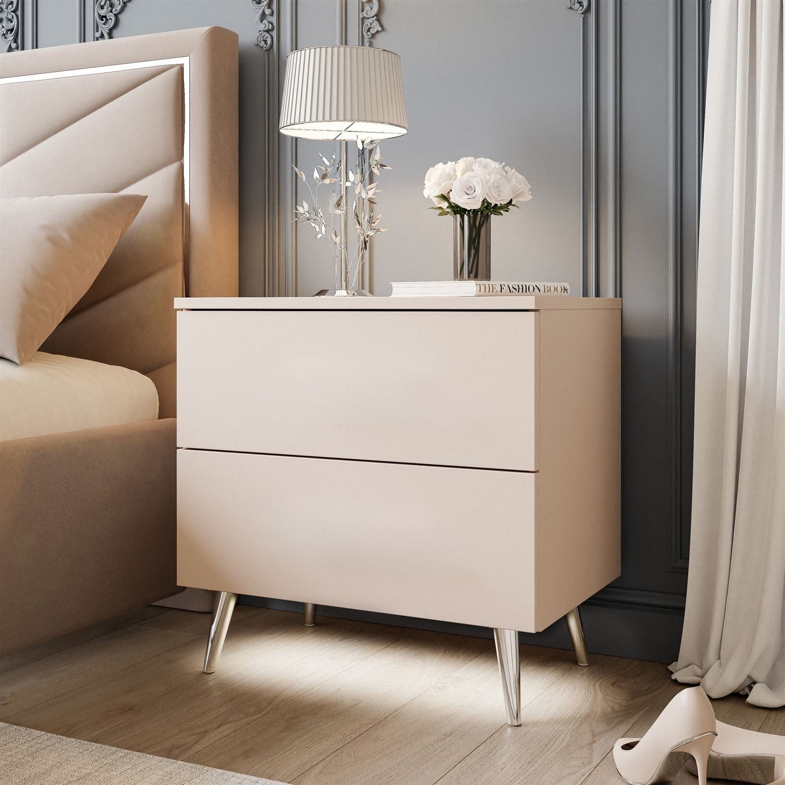 Lookway Nachttisch AURA KASCHMIR mit LED Beleuchtung, Breite: 55 cm günstig online kaufen