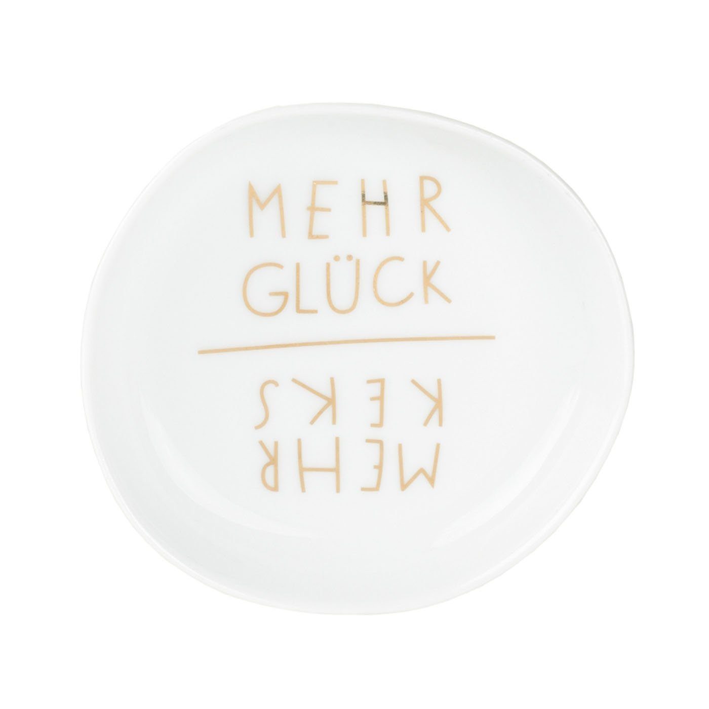 Schale Weihnachtsschälchen mit Schriftzug, Porzellan, Mehr Keks, Mehr Glück