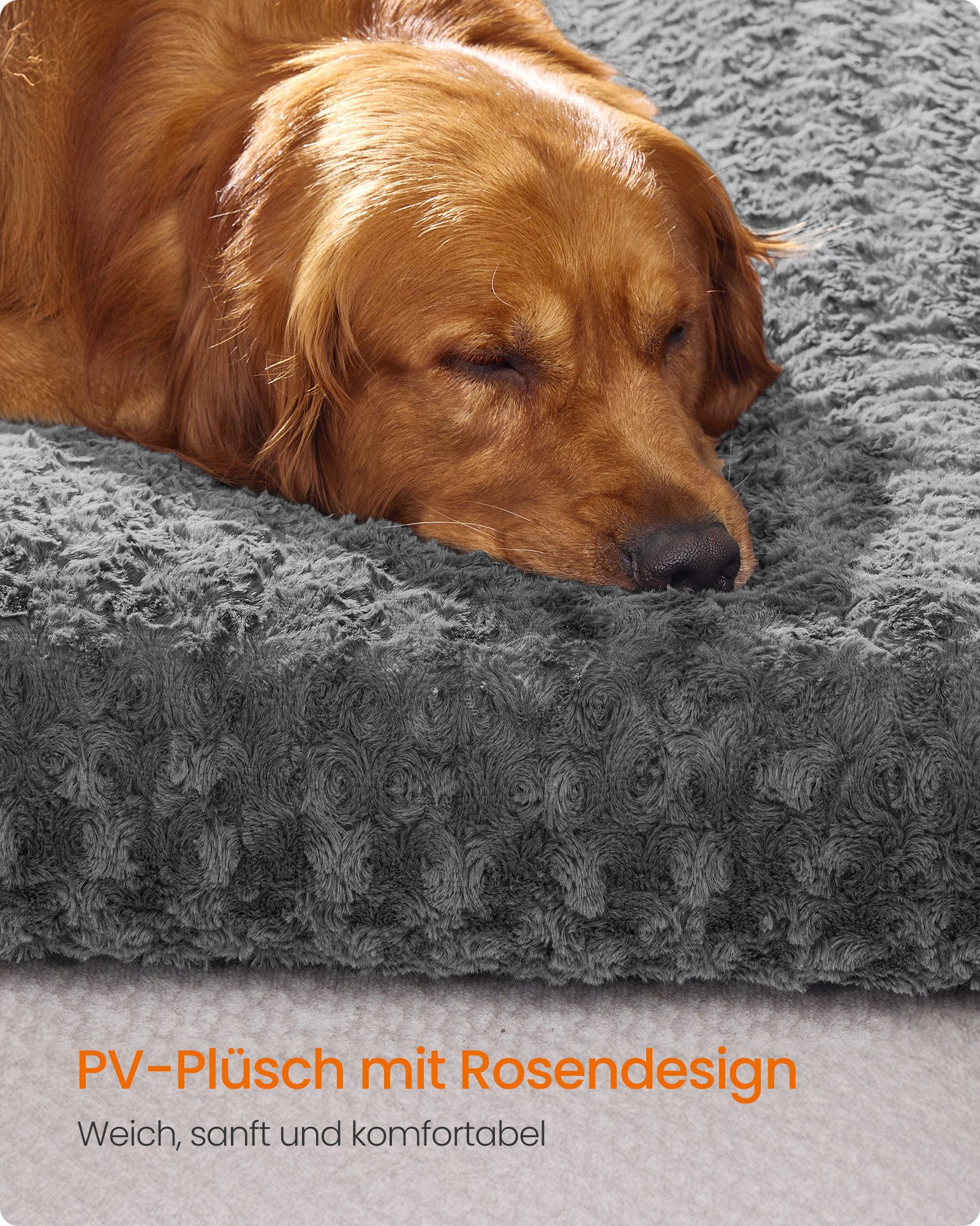 FEANDREA Hundebett Hundekissen, flauschige Hundematte, Plüsch, waschbar, weich, M/L/XL/XXL