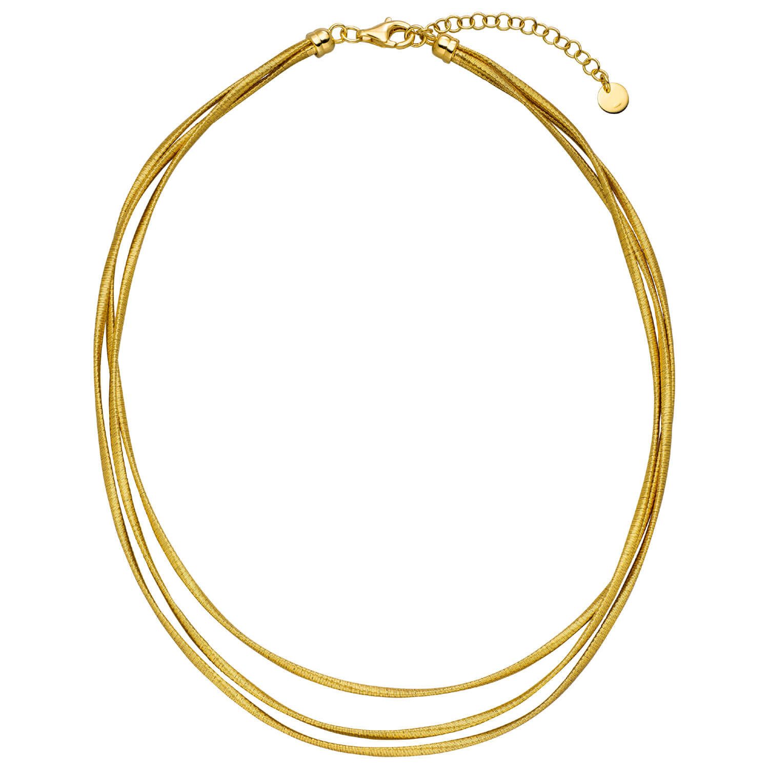 Silberkette Collier aus 925 Silber vergoldet mattiert 3-reihig 42-47cm