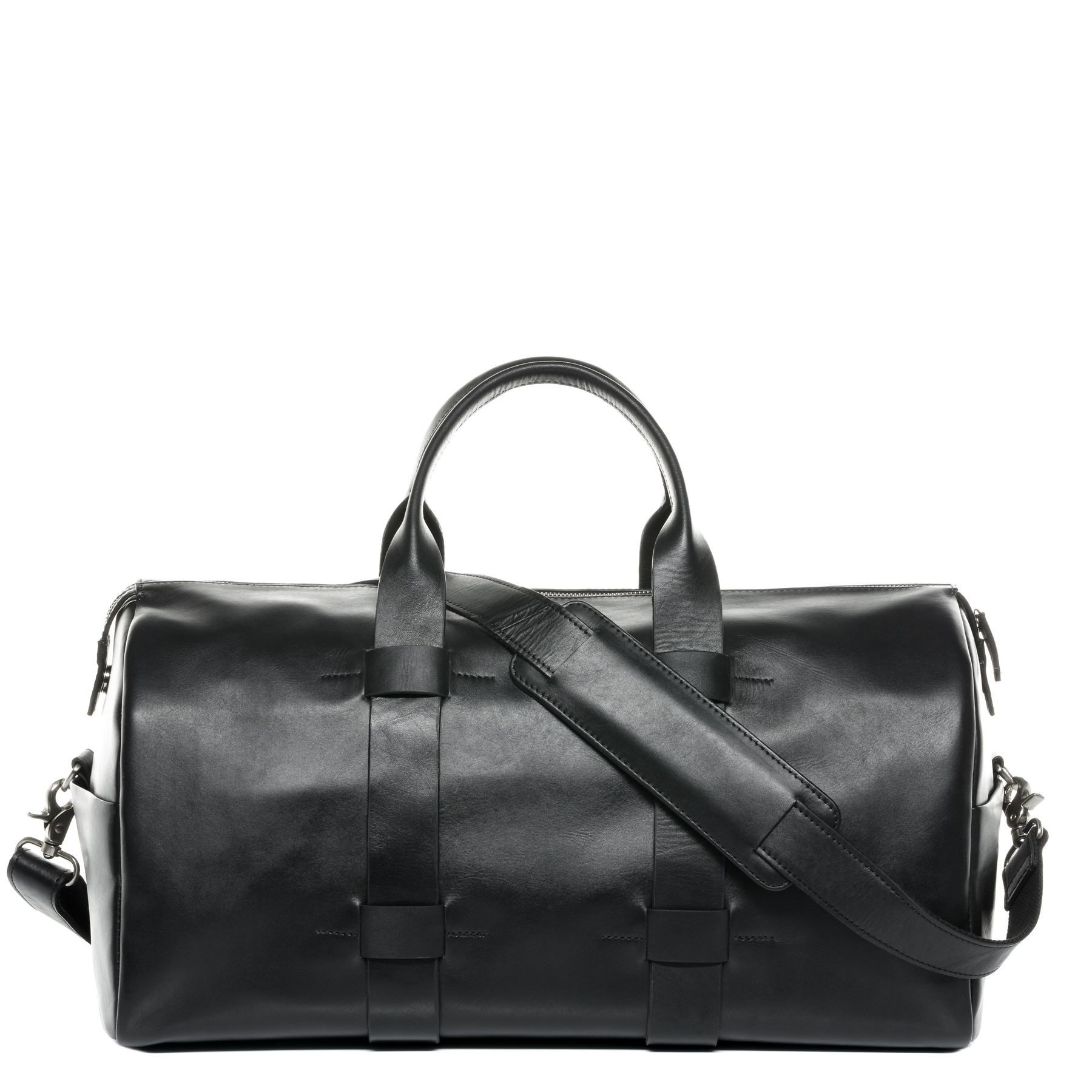 FEYNSINN Umhängetasche echt Leder Weekender groß Ledertasche schwarz TROY, Echtleder Reisegepäck für Damen & Herren, Sporttasche XL schwarz