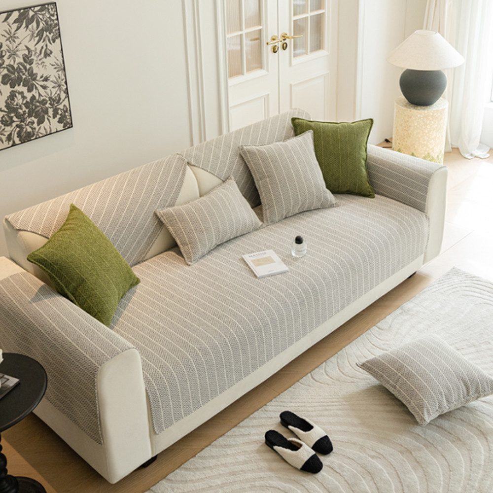 NUODWELL Sofabezug Chenille Sofabezug 1 2 3 4 Sitzer, rutschfest L Form Eck günstig online kaufen
