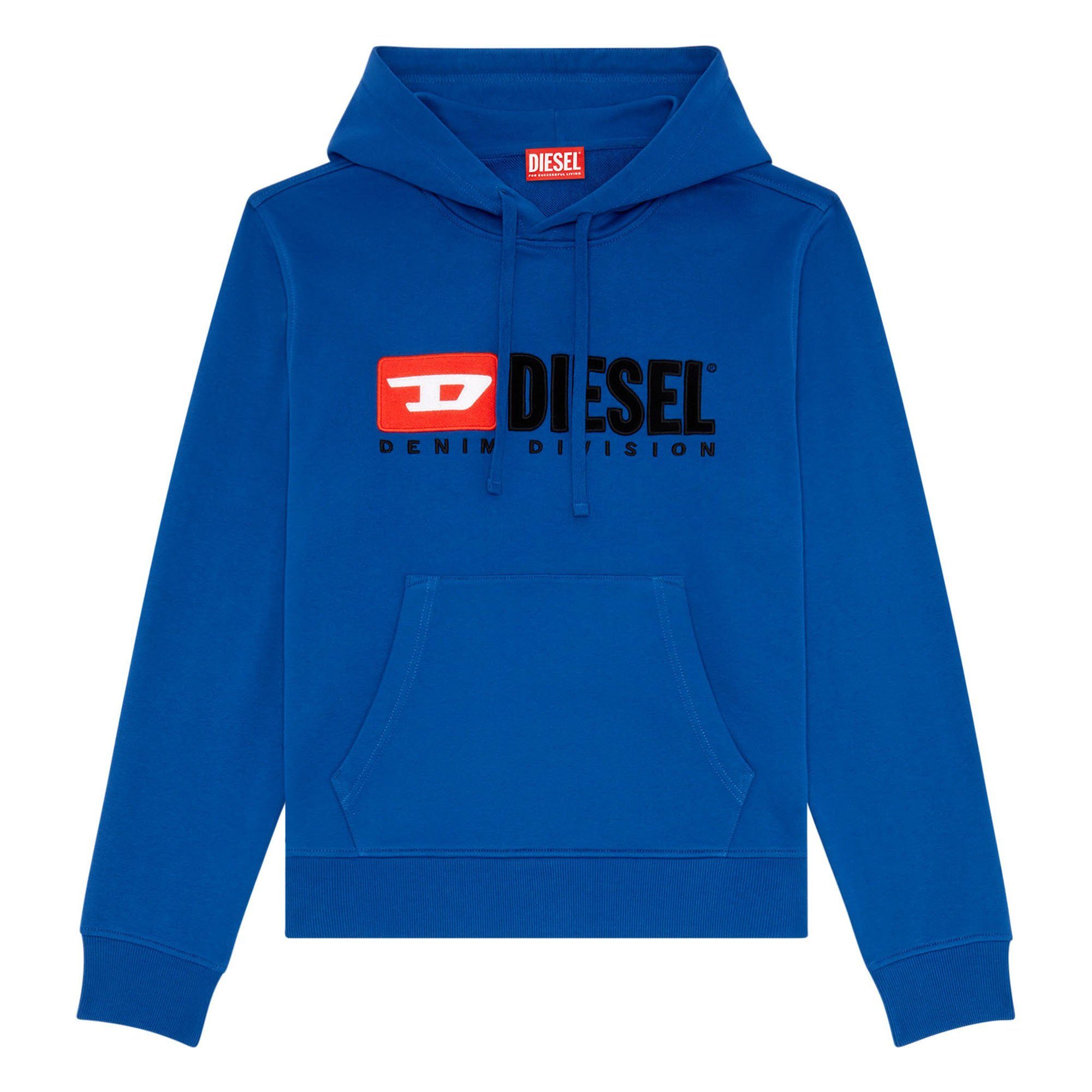 Herren Hoodie HOOD-DIV, Diesel Blau Sweatshirt - Kapuzenpullover S-GINN