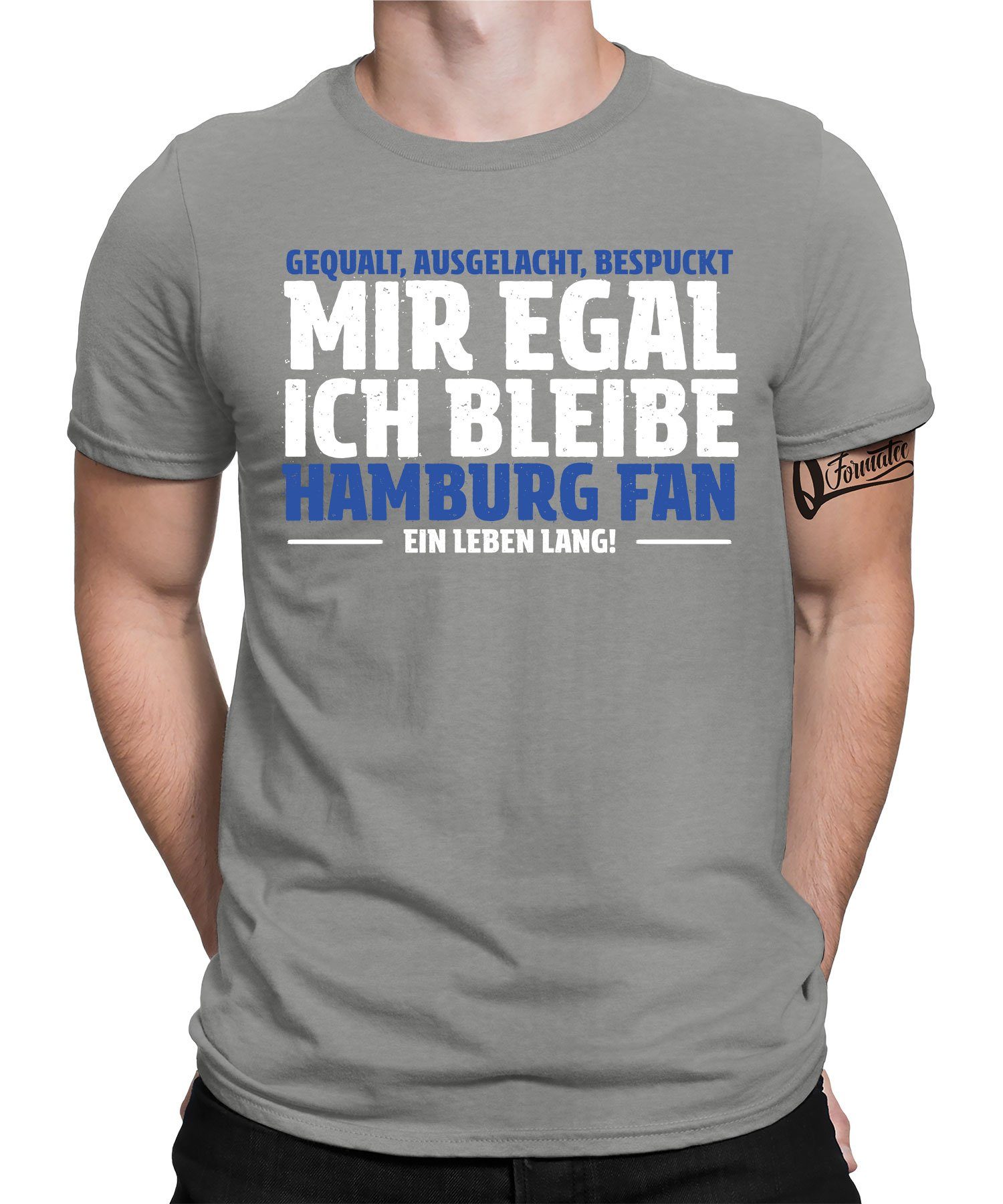 Quattro Formatee Kurzarmshirt Fußball - Hamburg Fan Hafen Herren T-Shirt (1-tlg) Heather Grau