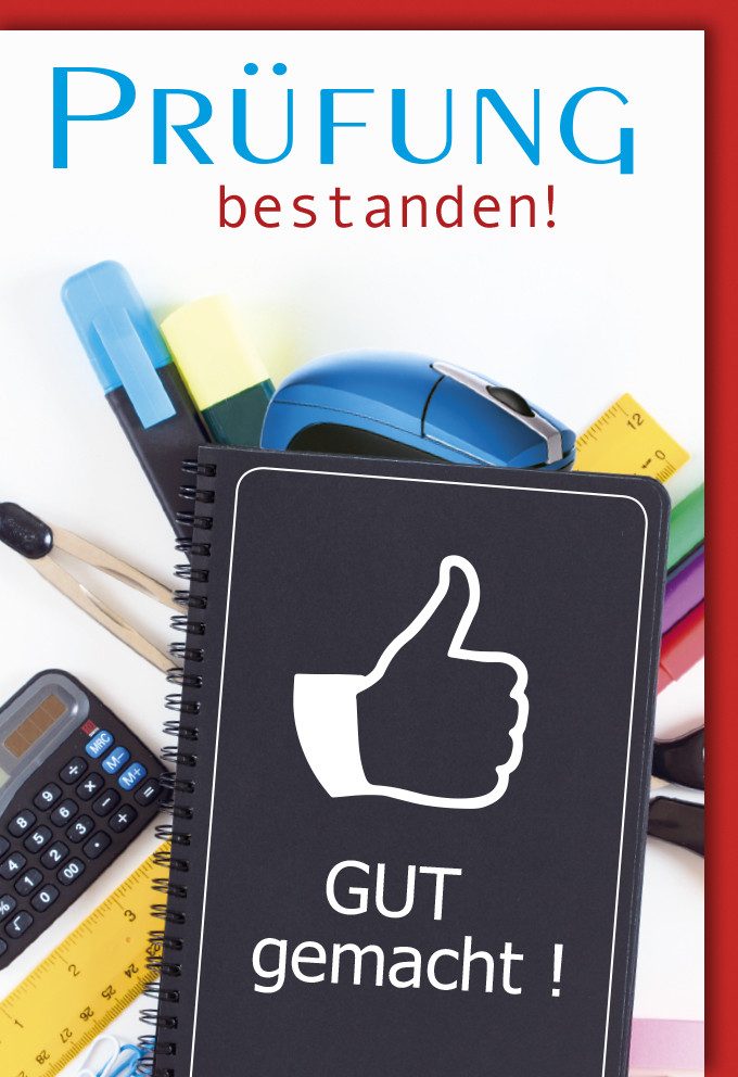 Grußkarten Prüfung - Glückwunschkarte im Format 11,5 x 17 cm mit Umschlag - Besta