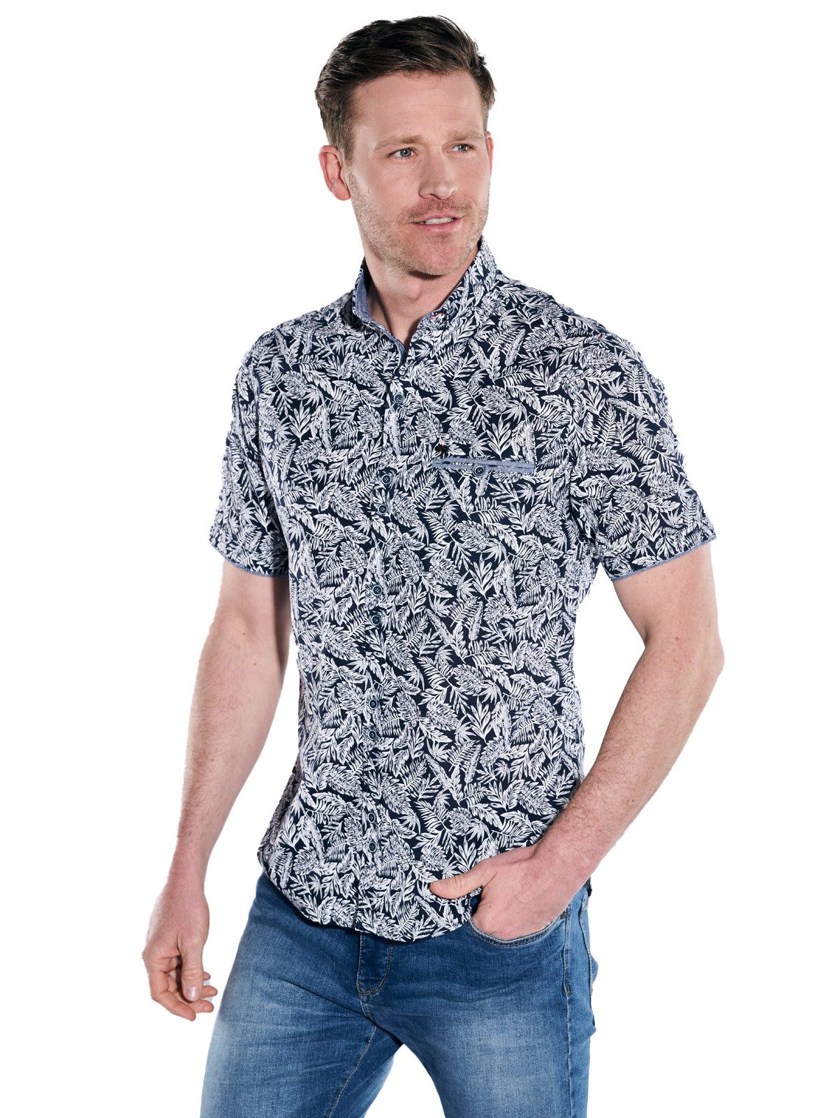 Engbers Kurzarmhemd Herren Kurzarm-Hemd gemustert, Marineblau