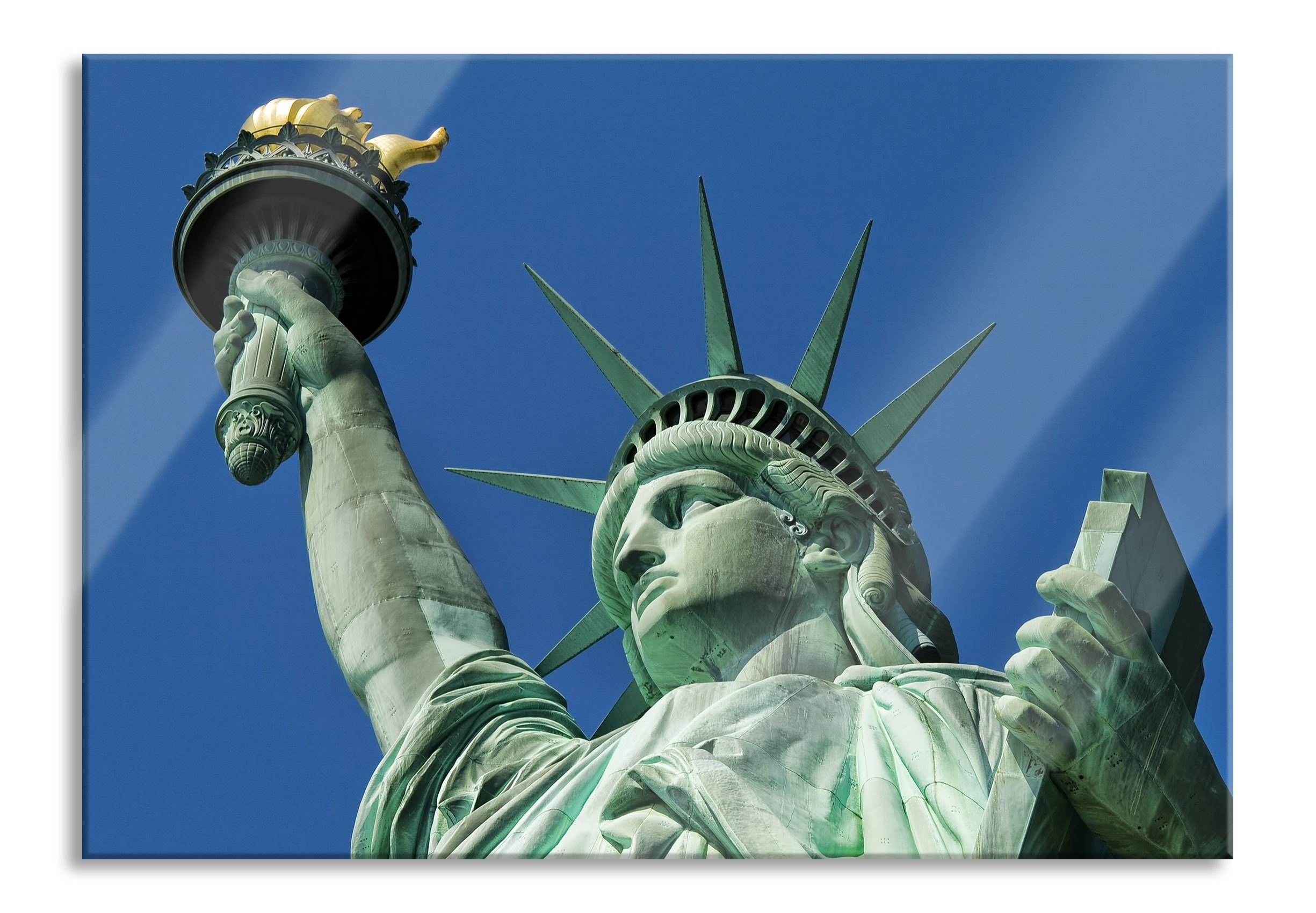 Pixxprint Glasbild Freiheitsstatue in New York, Freiheitsstatue in New York (1 St), Glasbild aus Echtglas, inkl. Aufhängungen und Abstandshalter