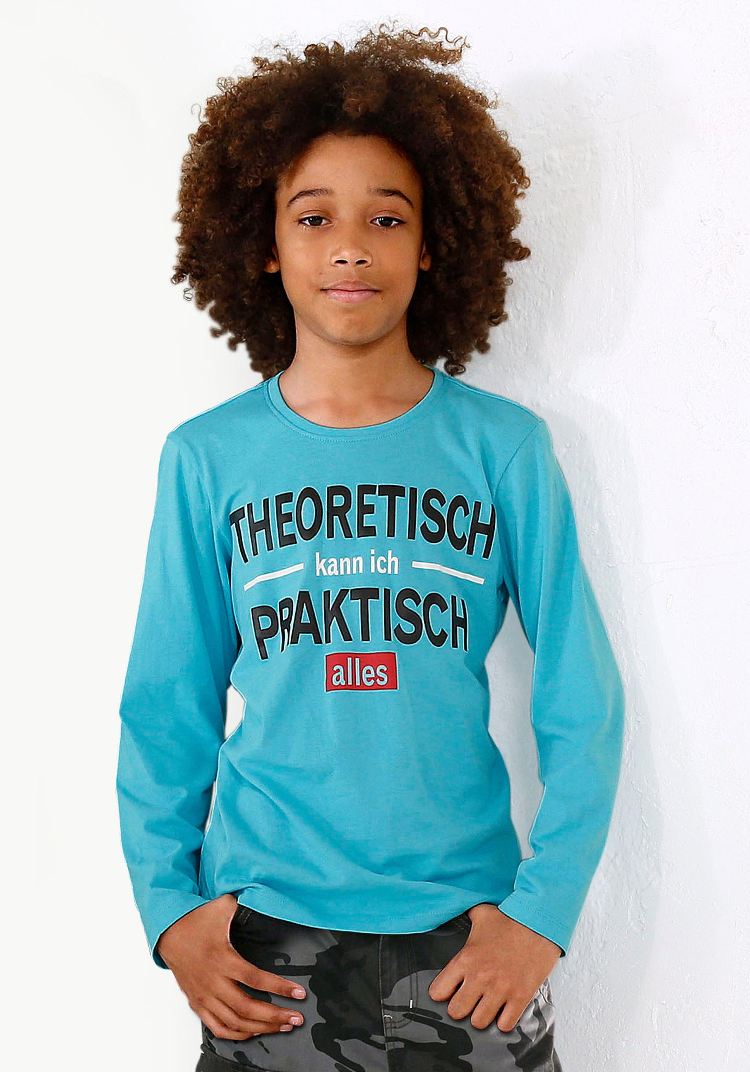 KIDSWORLD Langarmshirt THEORETISCH KANN Spruch PRAKTISCH ALLES, ICH