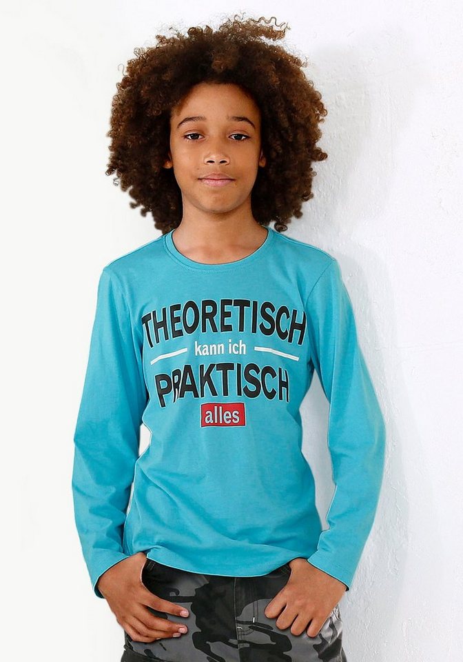 KIDSWORLD Langarmshirt THEORETISCH KANN ICH PRAKTISCH ALLES, Spruch