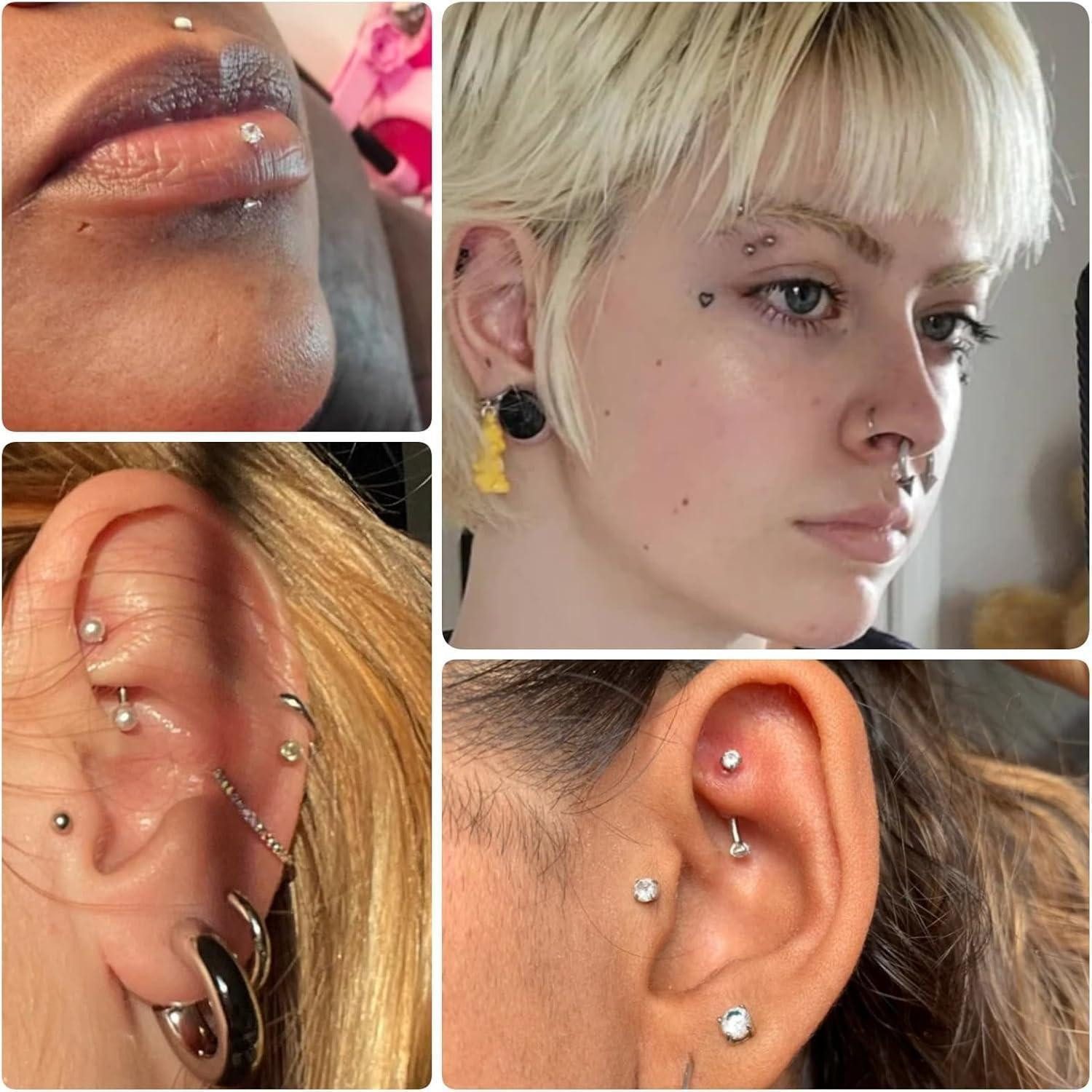 Besyvvin Augenbrauenpiercing Curved Barbell Piercing Augenbrauen Lippe Helix Rook 8mm Edelstahl