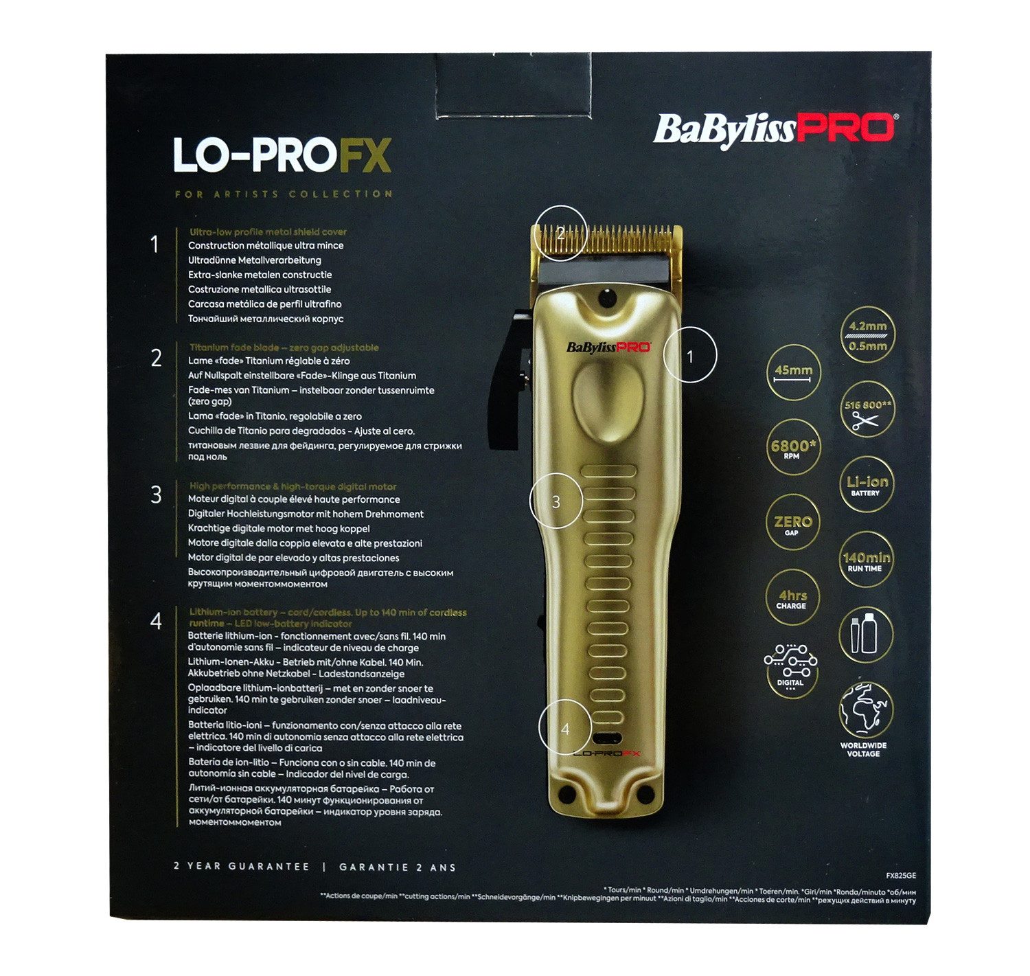 BaByliss Haarschneider BaByliss PRO FX825GE LOPROFX GOLD Clipper Netz/Akku Haarschneider