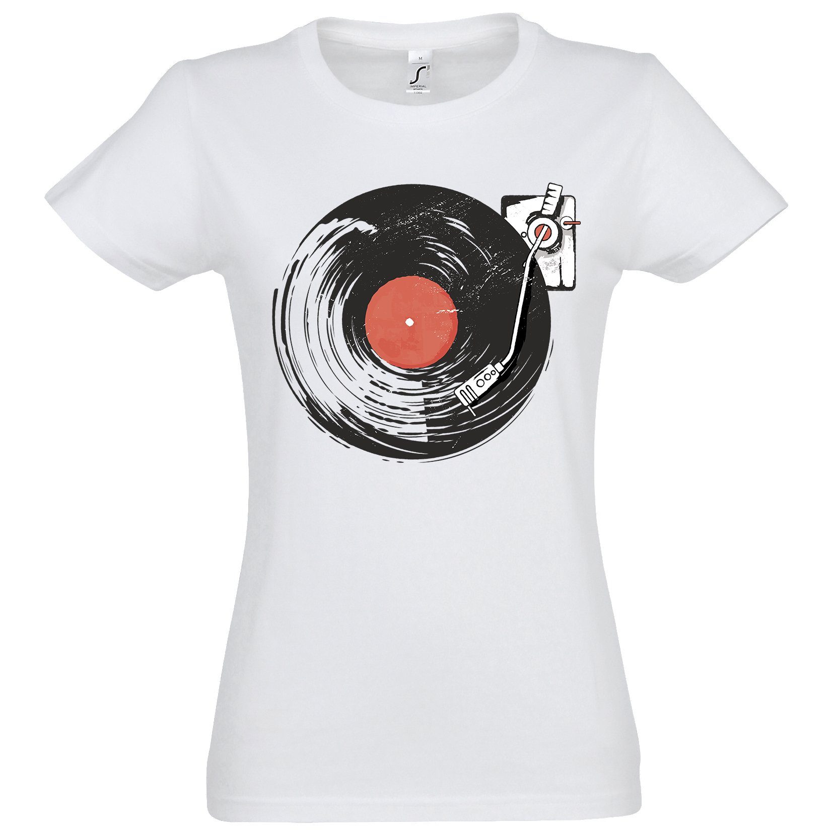 Print-Shirt Plattenspieler Damen T-Shirt