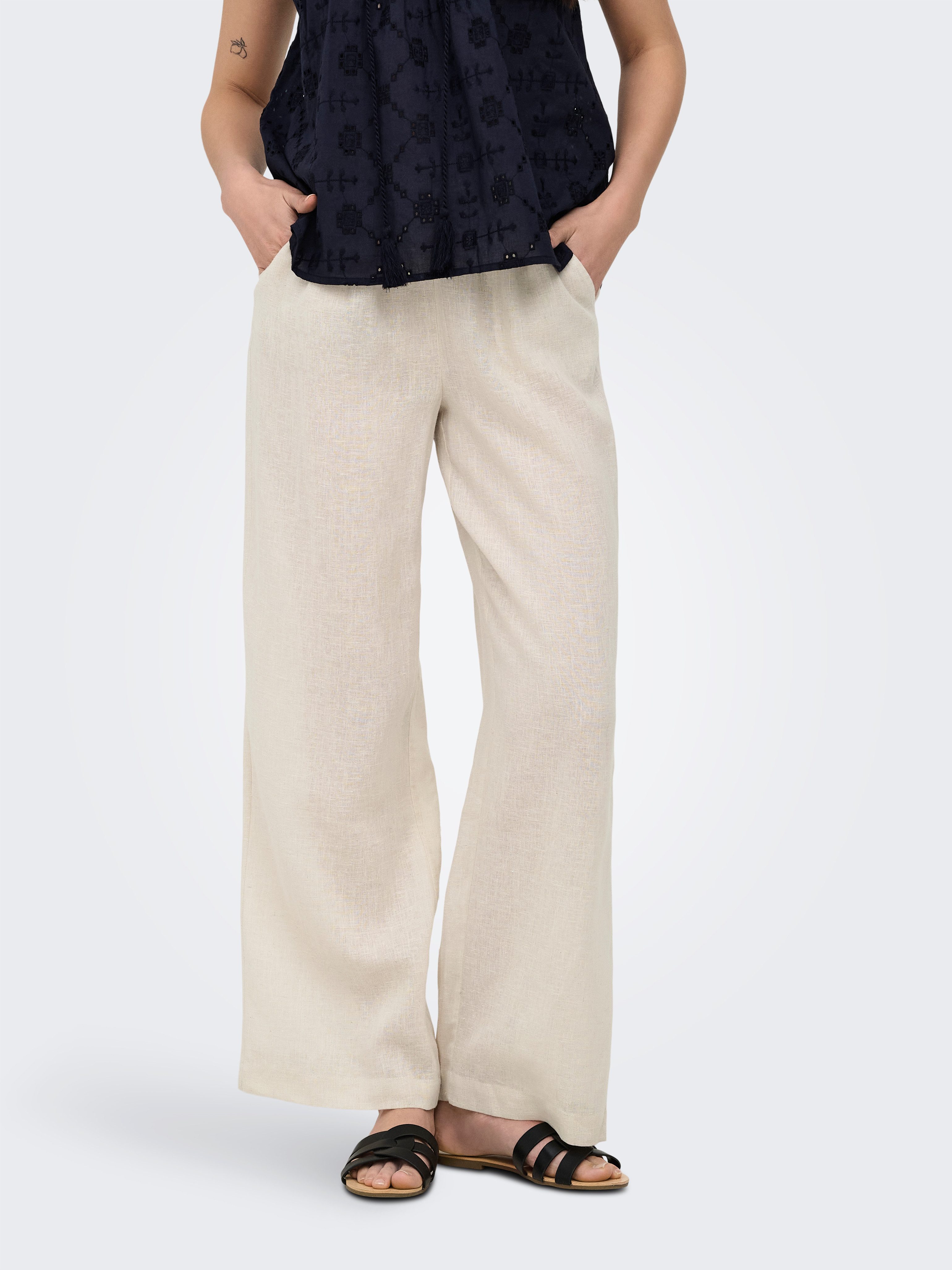 ONLY Schlupfhose ONLBRUXELLES MW LIN BL TIE PANT PNT NOOS Sommerhose mit Le günstig online kaufen