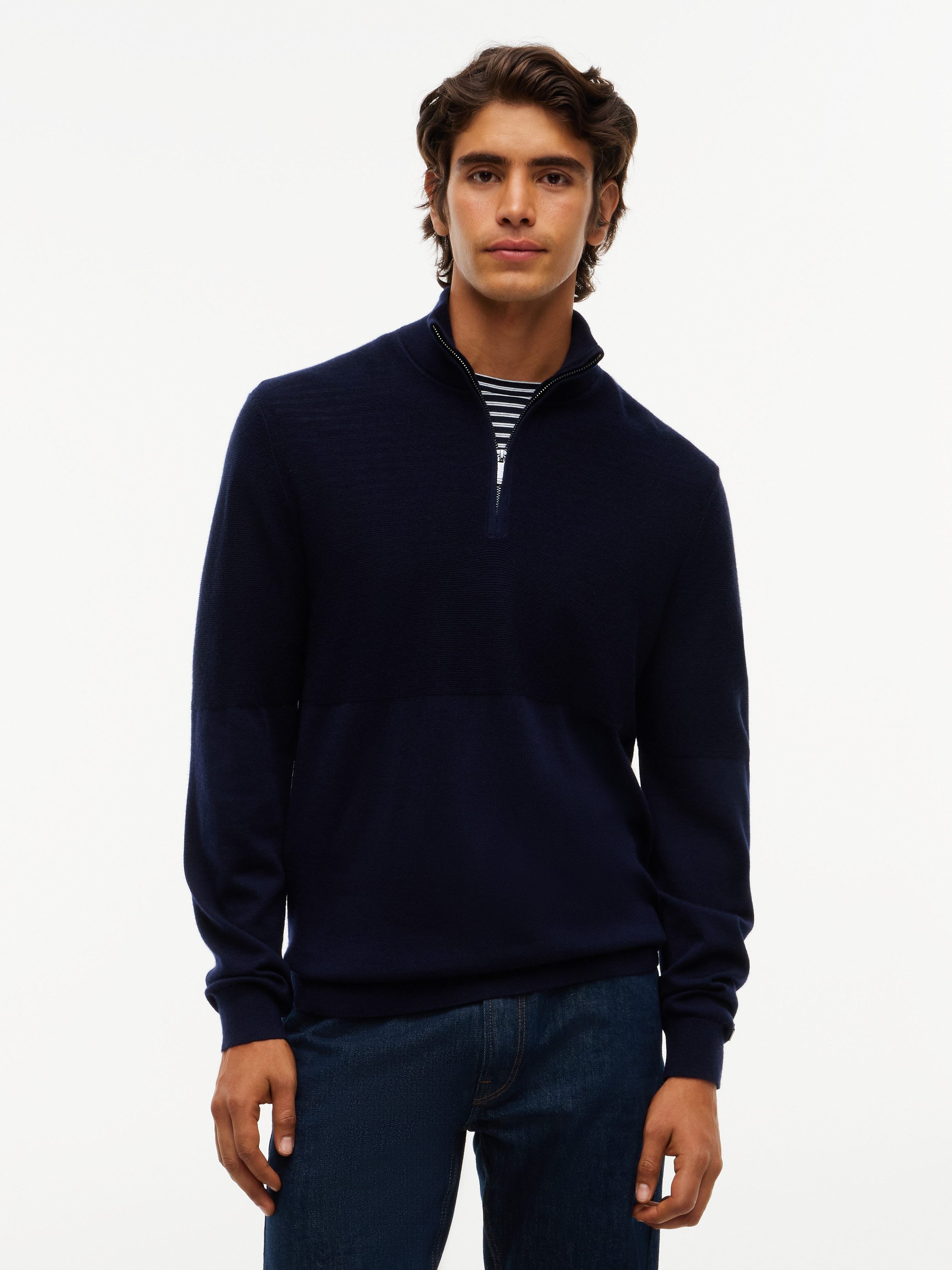 Tommy Hilfiger Stehkragenpullover NY PERFORMANCE MOCK NECK Stehkragen mit Reißverschluss